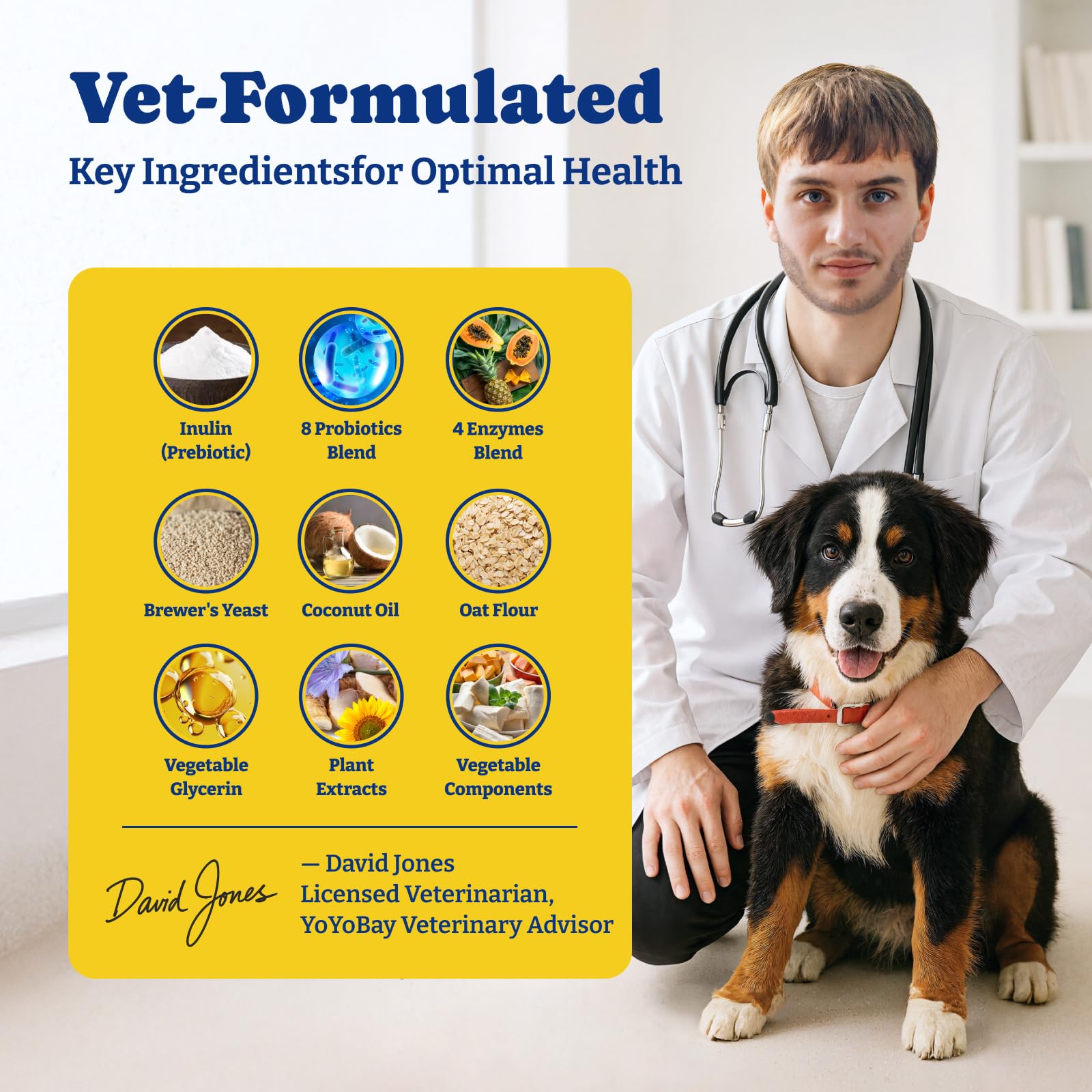 YoYoBay dog probiotics chews-duck-pear showcase tasty flavor for daily digestion support.