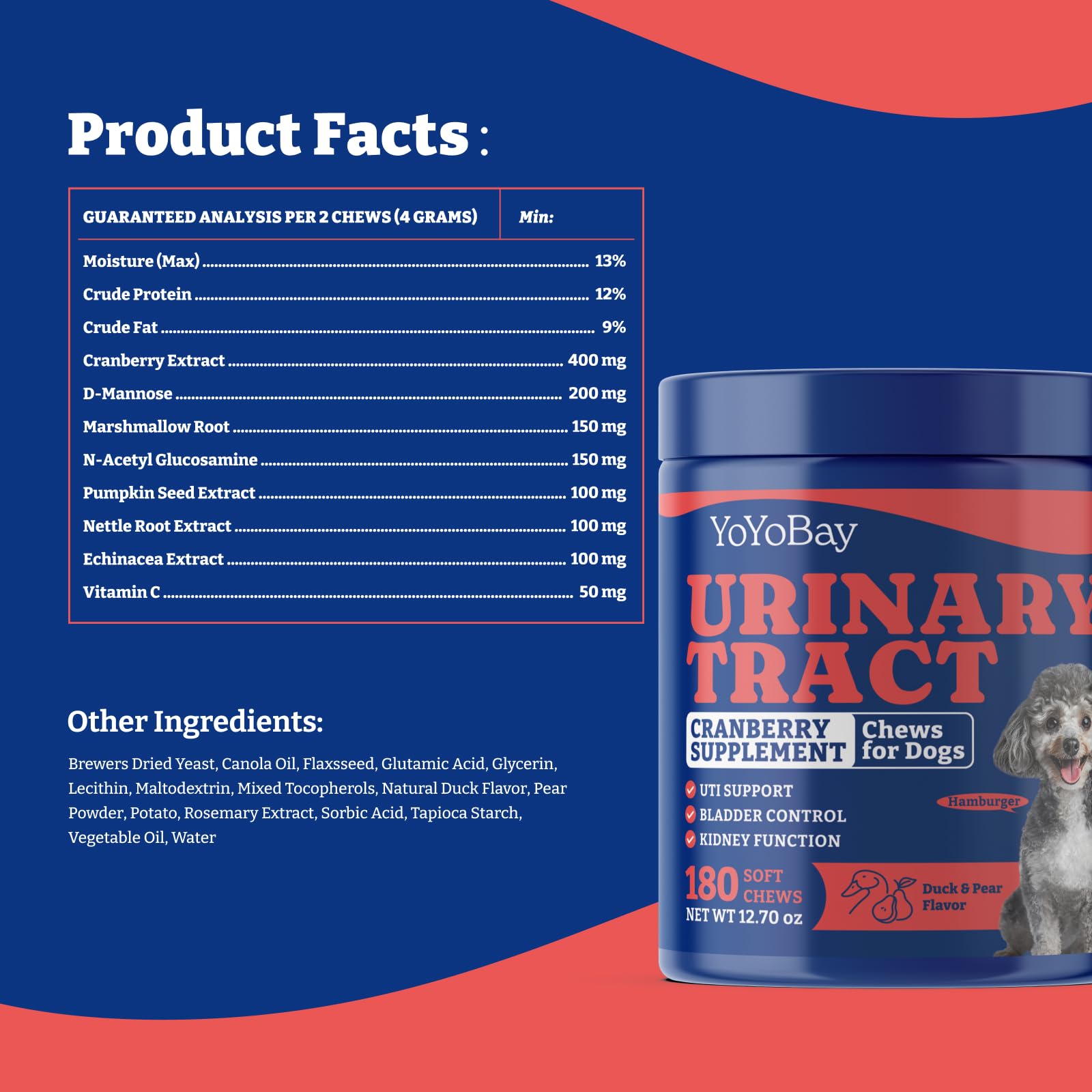 YoYoBay Dog UTI chews health-boost scene conveys daily care for urinary comfort.