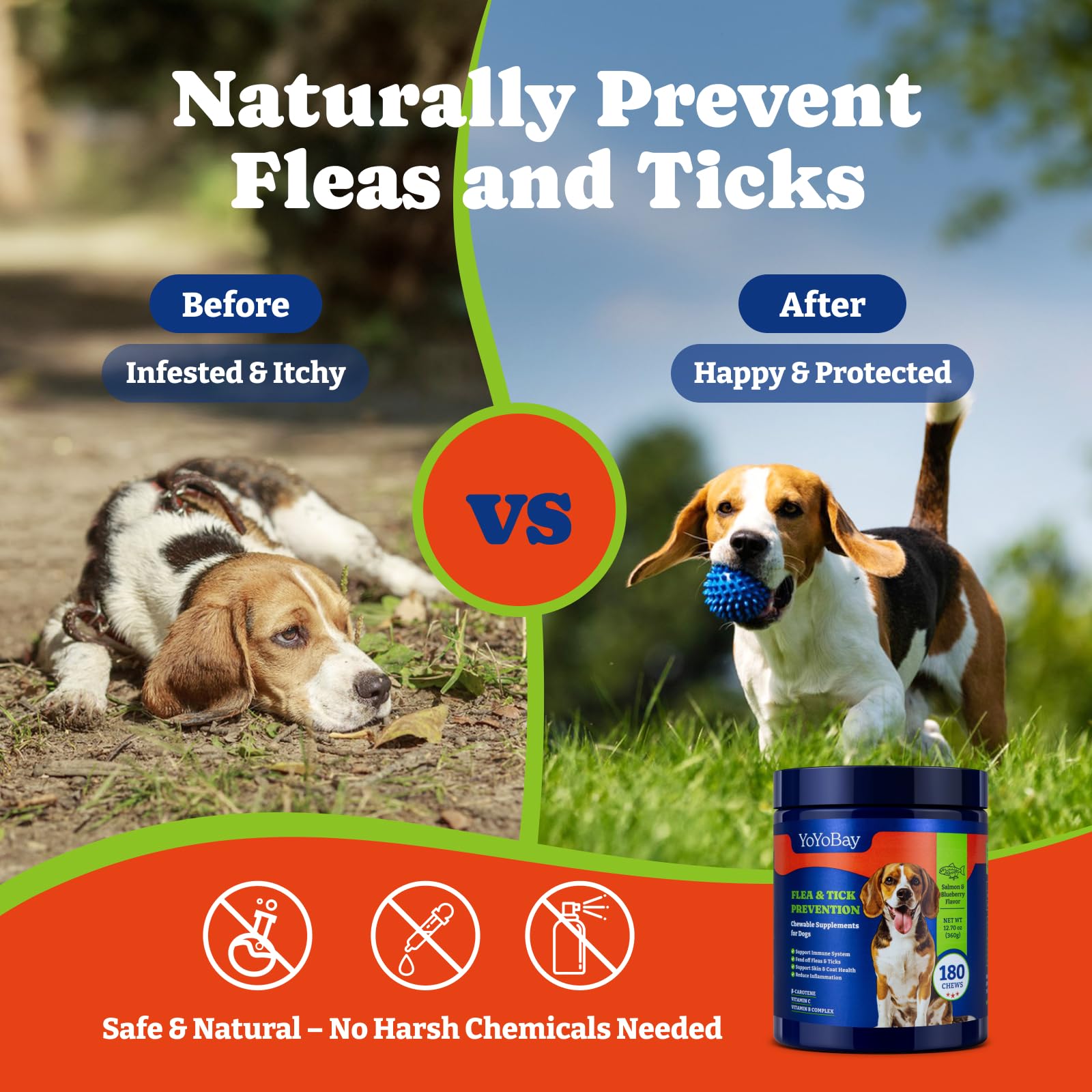 YoYoBay 180-chews bottle signals long-term support for active dogs.