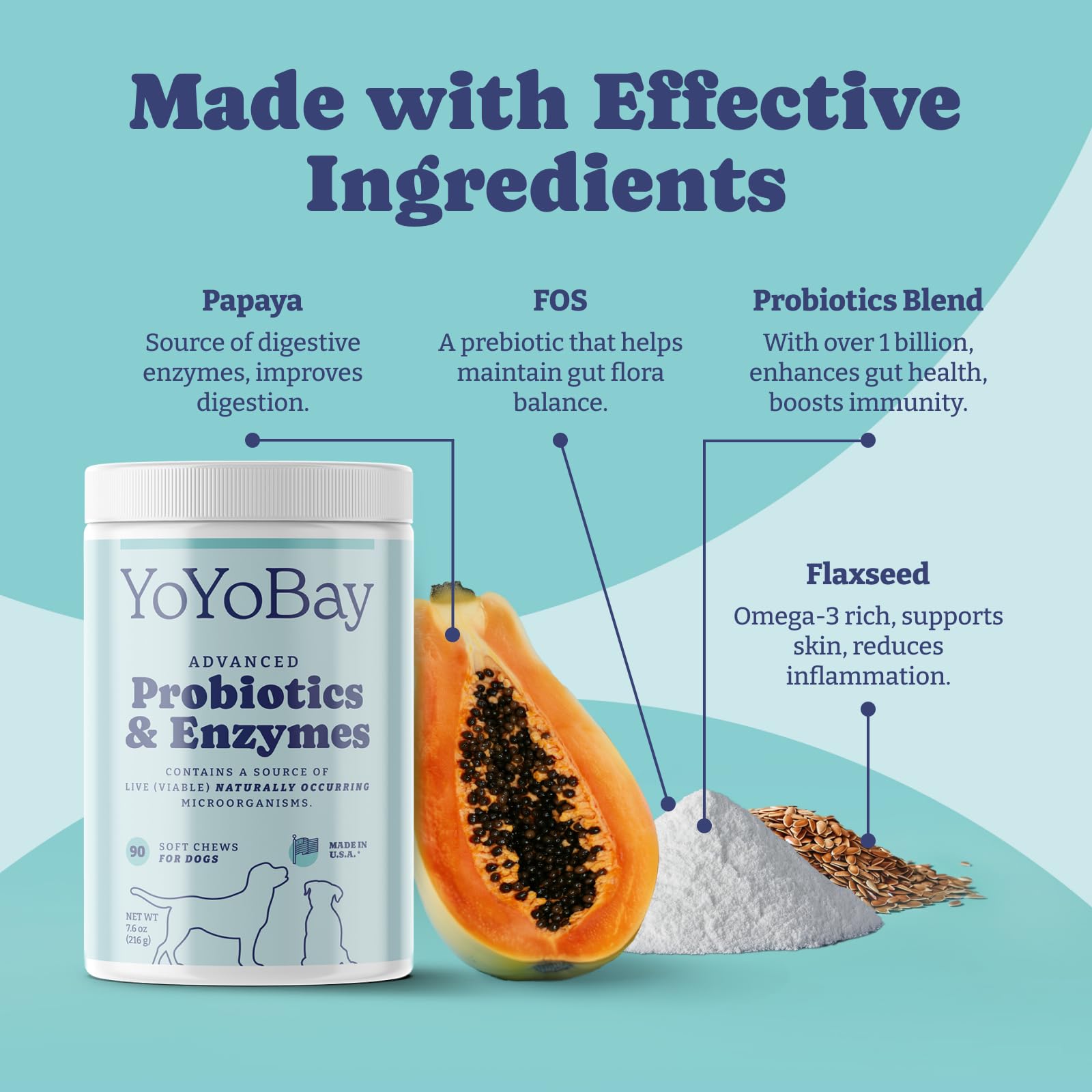 YoYoBay label communicates vet-formulated, USA-made quality.