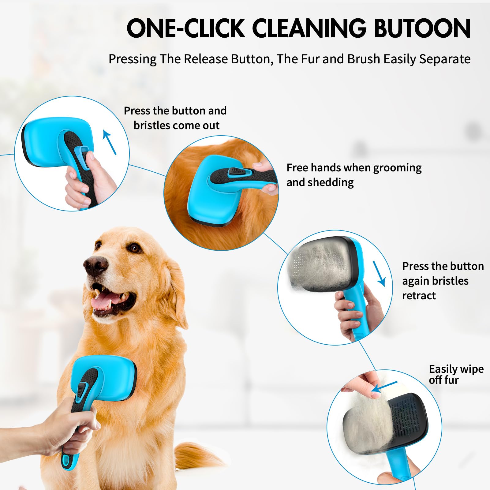 YOYUPETA Dog Brush Kit ergonomic handle reduces hand fatigue during grooming