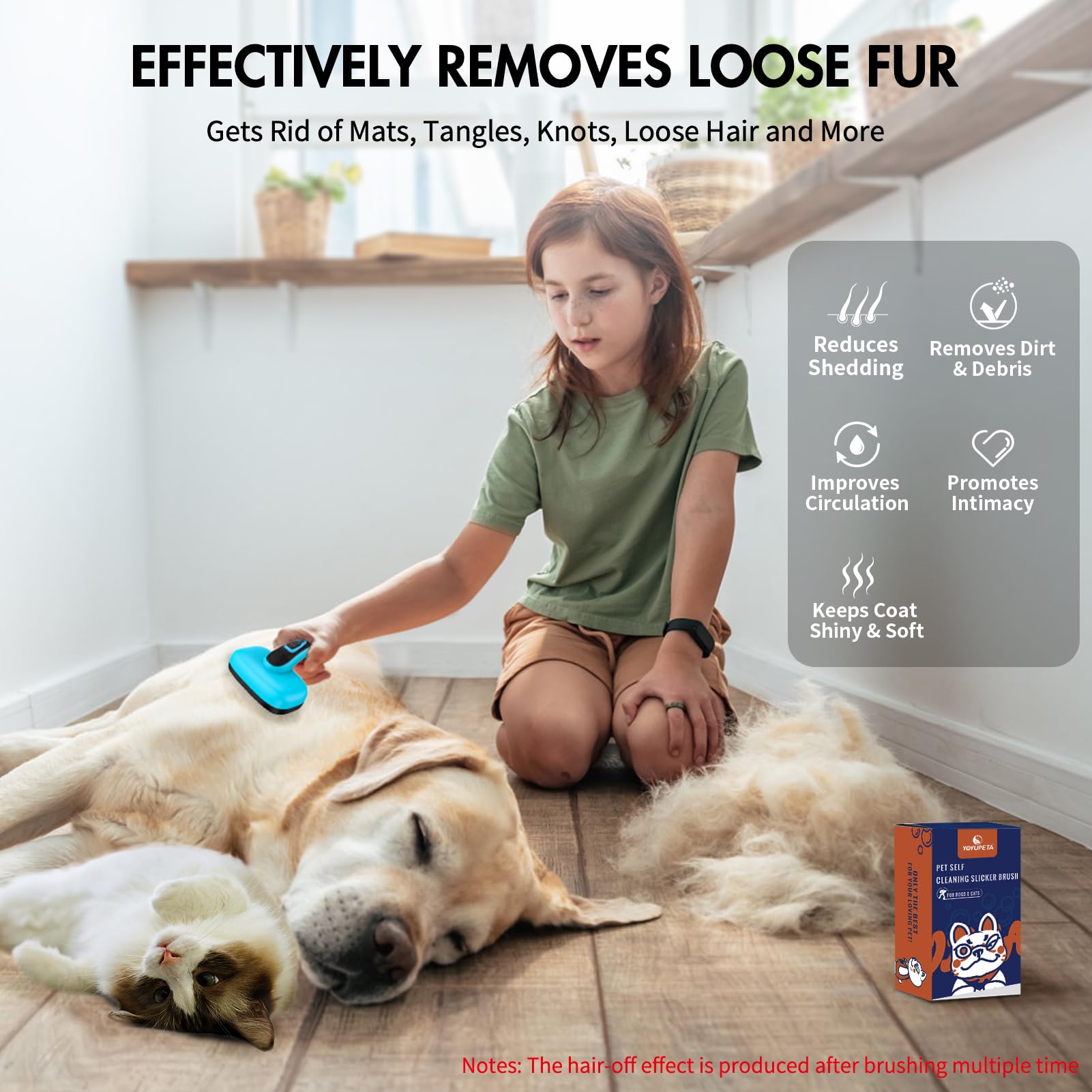 YOYUPETA Pet grooming session using YOYUPETA tools for calm routine