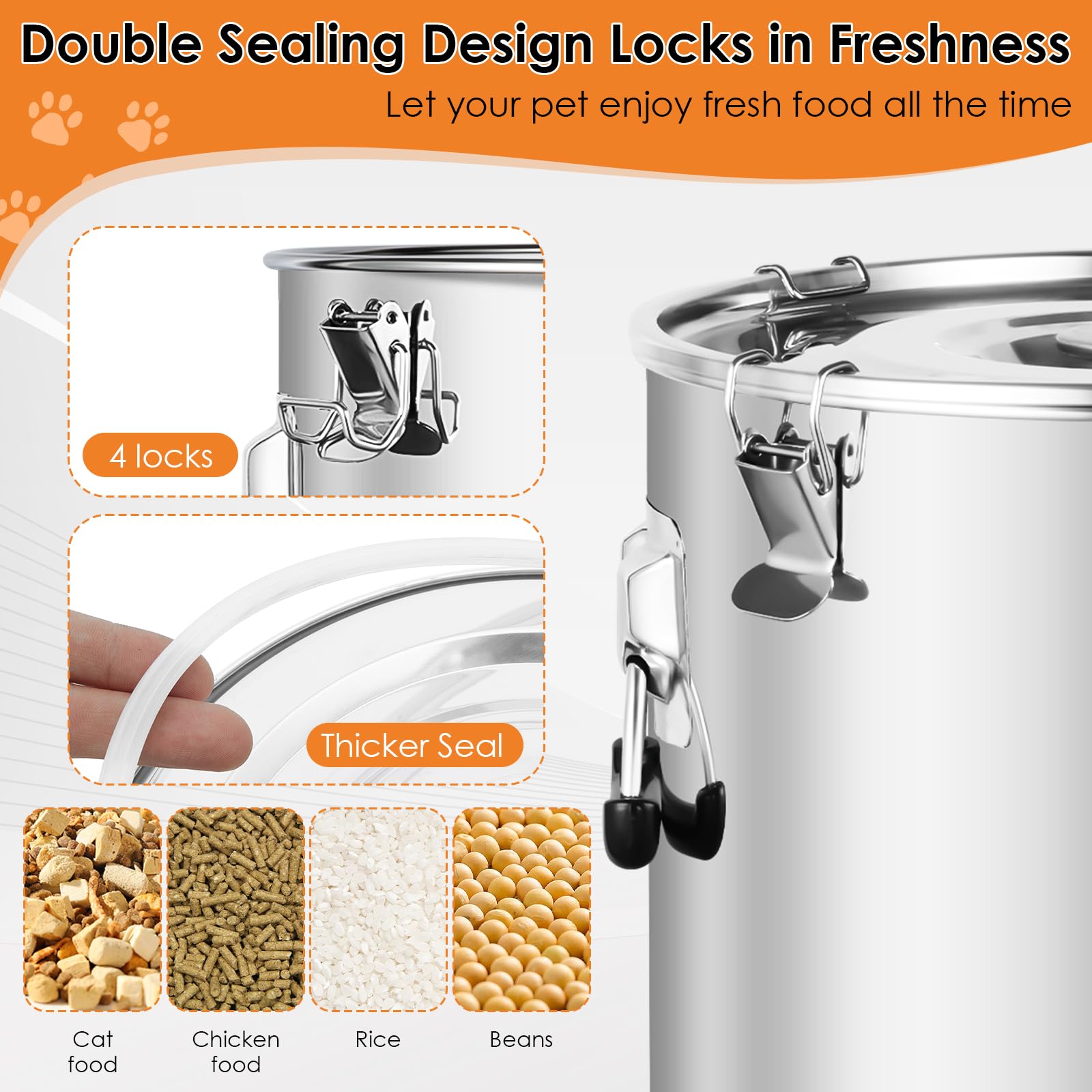 Yoziyaxo stainless steel dog food container closeup highlights durable food-grade construction