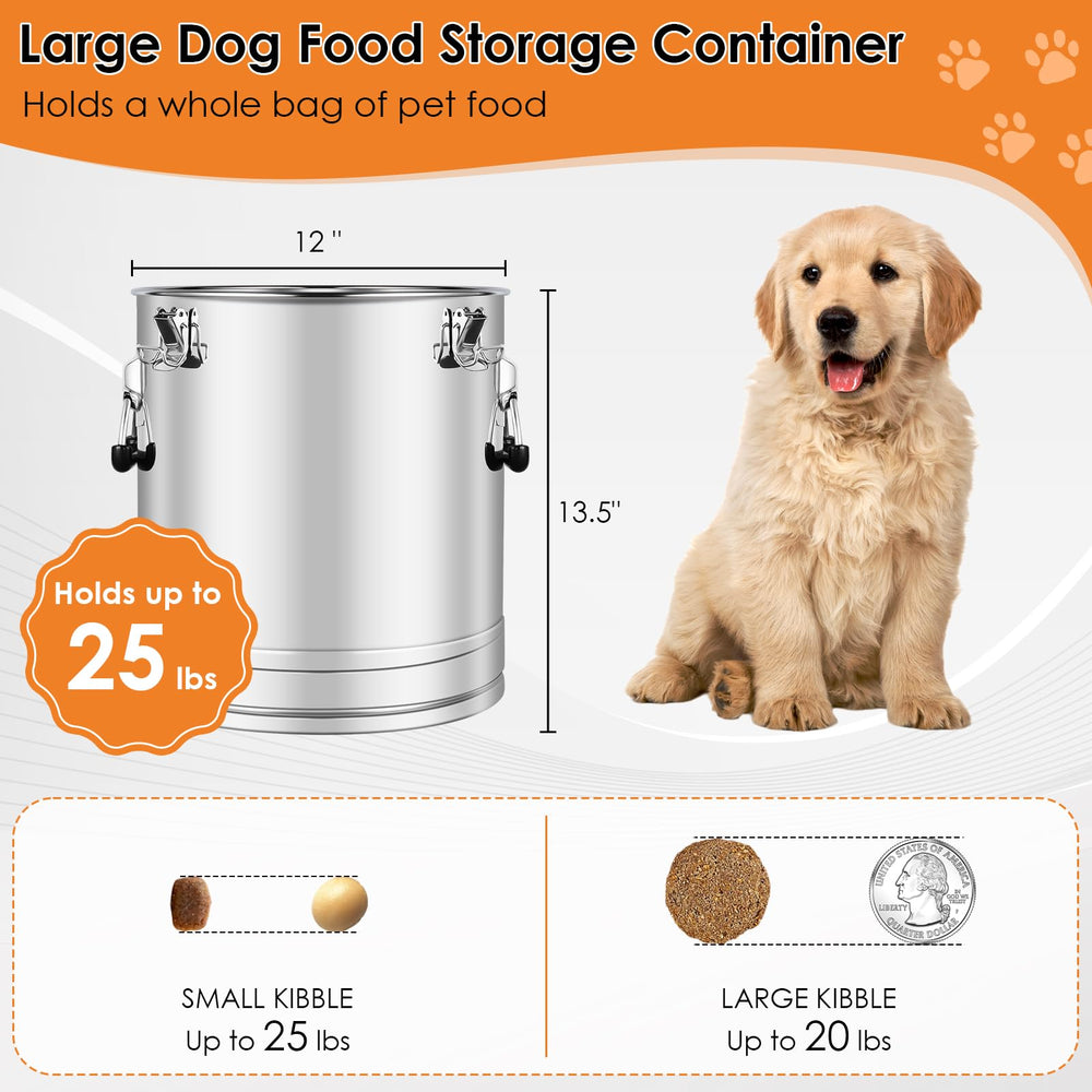 Yoziyaxo stainless steel dog food container lid-seal close-up emphasizes airtight freshness
