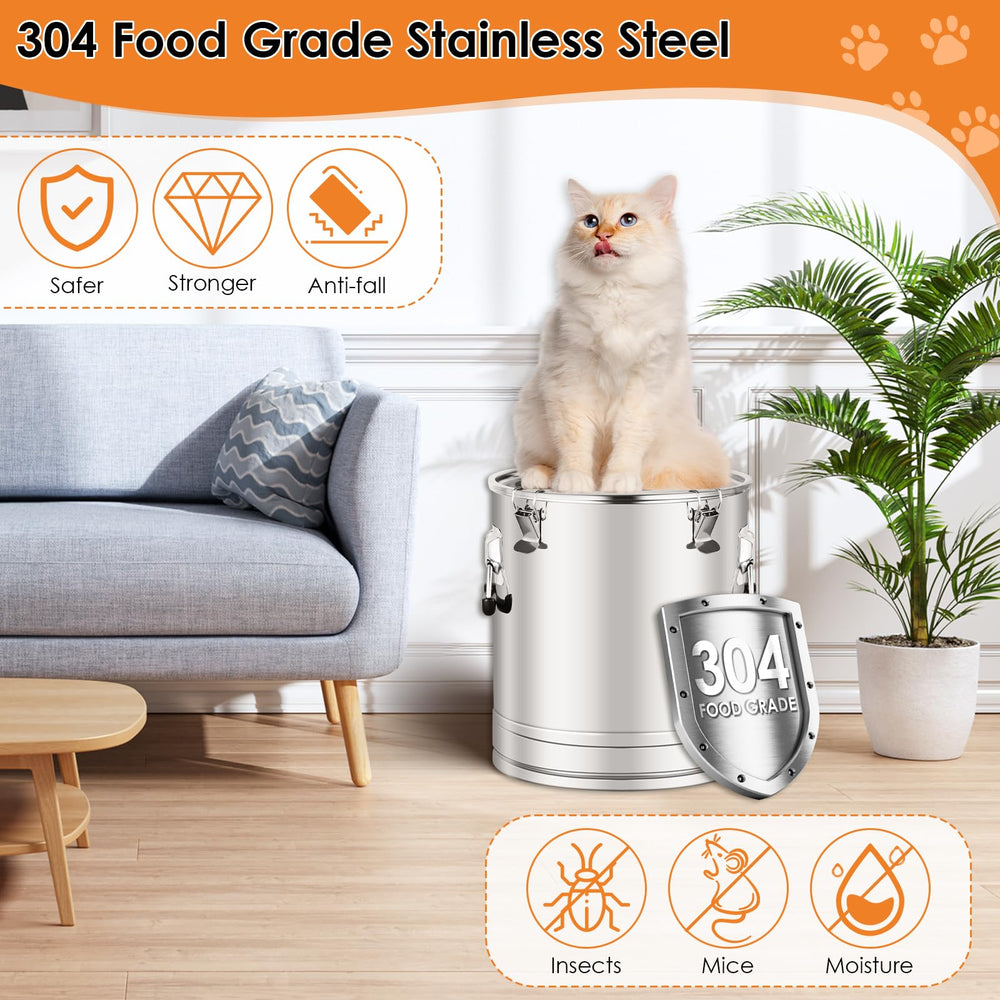 Yoziyaxo stainless steel dog food container with scoop shows easy feeding and portion control