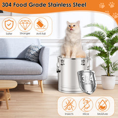 Yoziyaxo stainless steel dog food container with scoop shows easy feeding and portion control