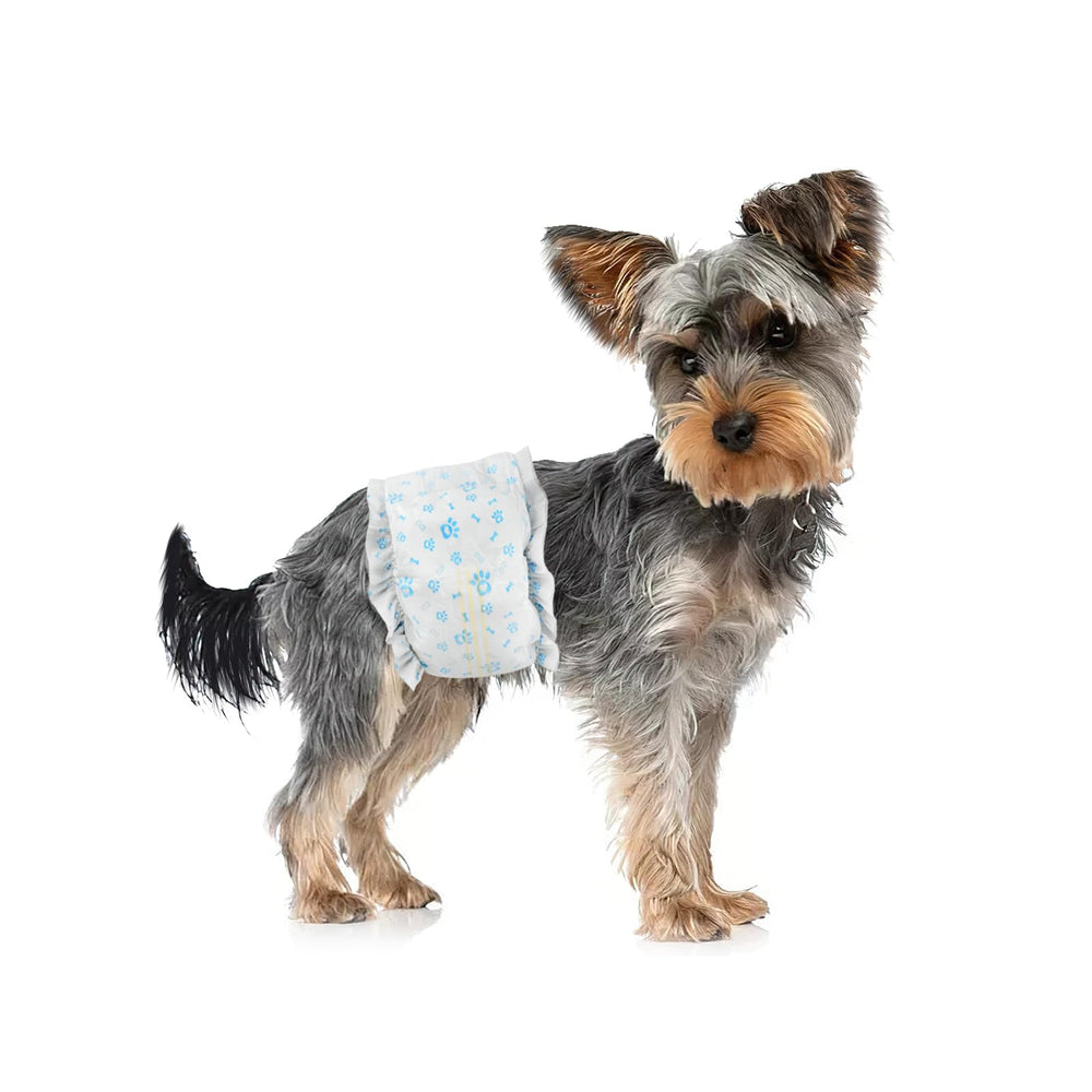 Ypfyed disposable dog diapers 96-pack blue with secure adjustable fit for male dogs