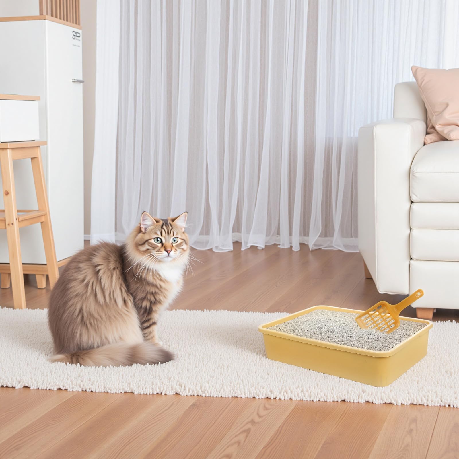 Ysglory litter box odor-resistant PP material keeps smells contained.