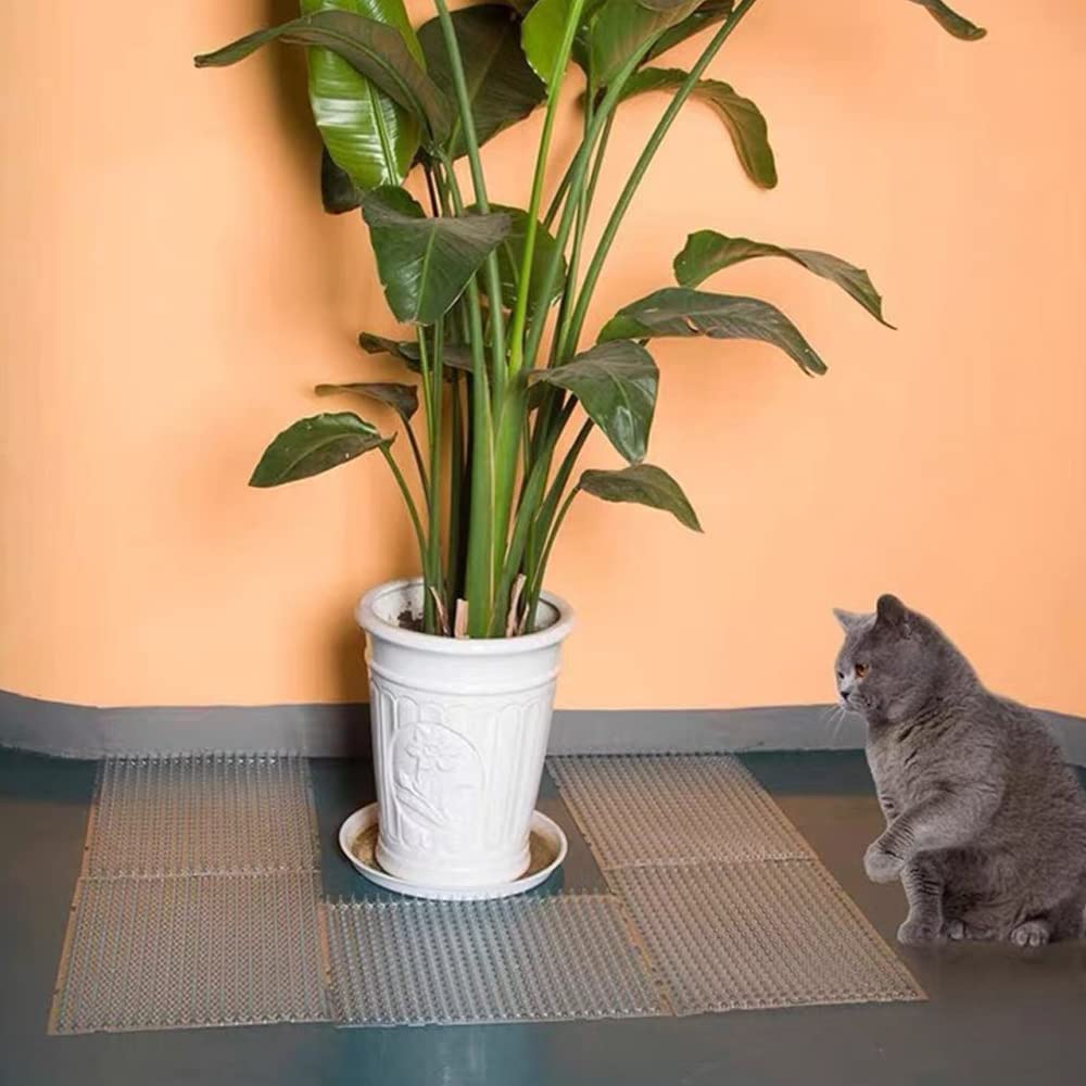 Ysglory outdoor deterrent mats covering a balcony to keep pets off