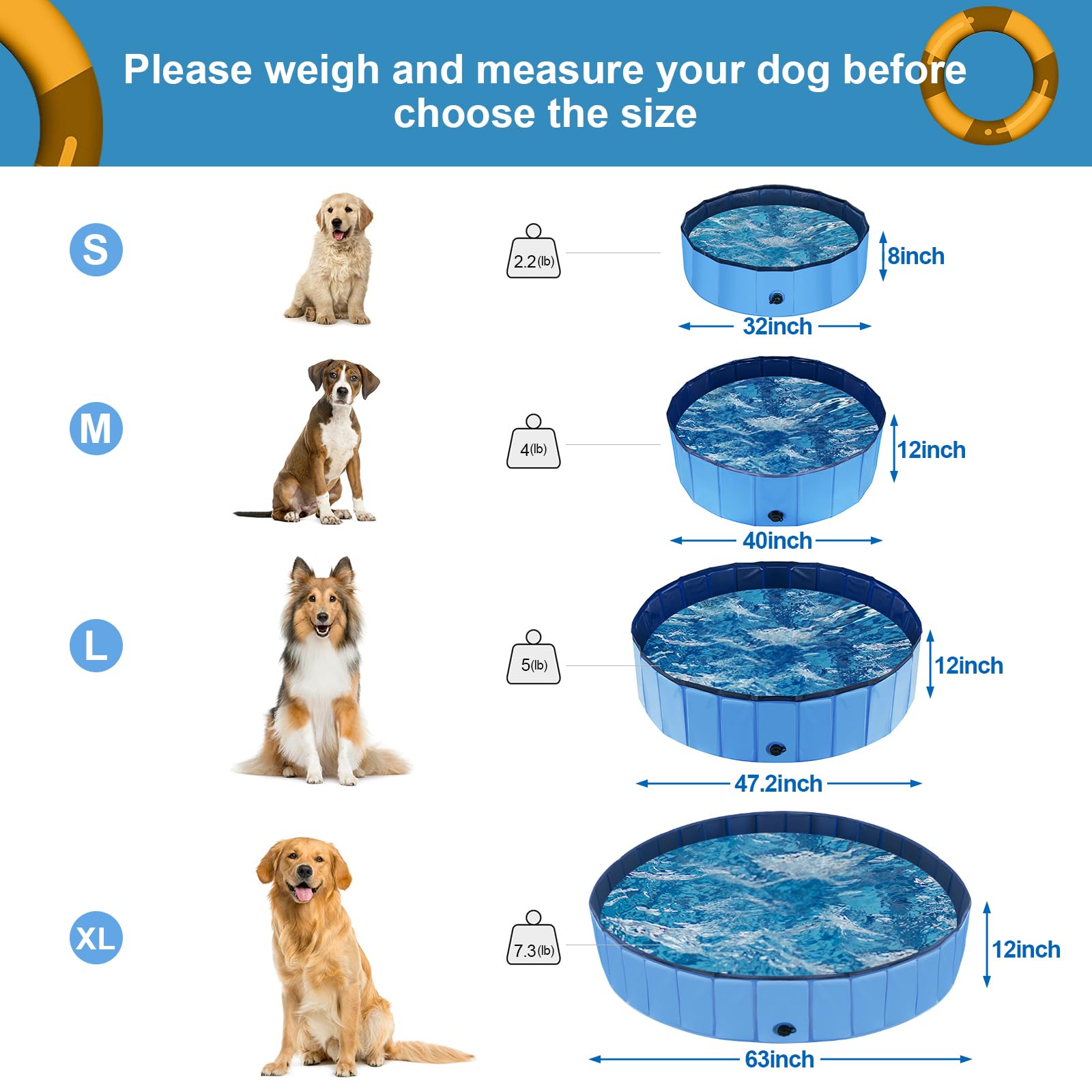 YSJILIDE portable dog pool durable-pvc-layer highlights long-lasting backyard use.