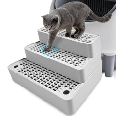 Ysonnw adjustable 3-step cat litter step with height adjustment aids easy access for small cats.