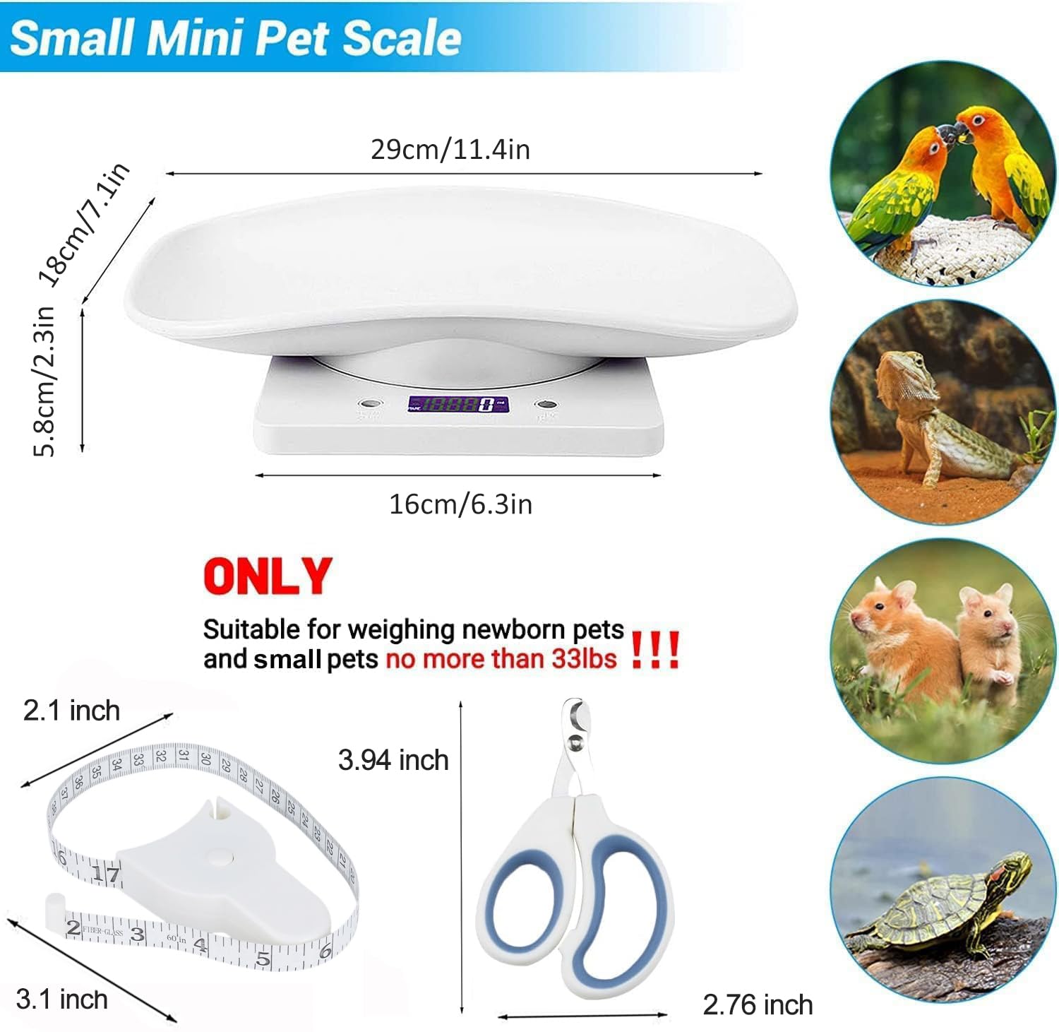 YTCYKJ digital pet scale used for quick small-animal weigh-ins during feeding.