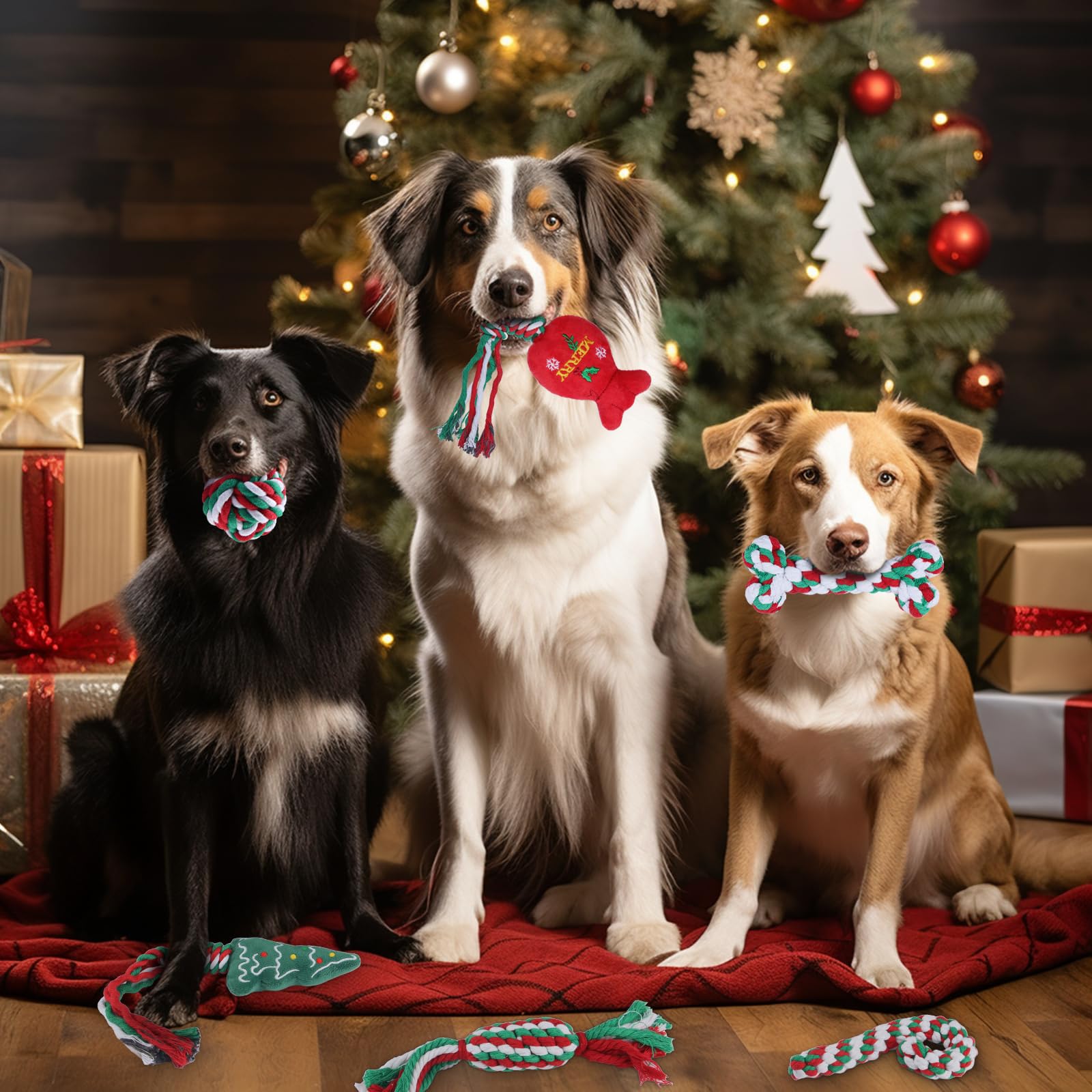 Yteseery Christmas tree squeaky toy excites dogs with fun sounds during play.