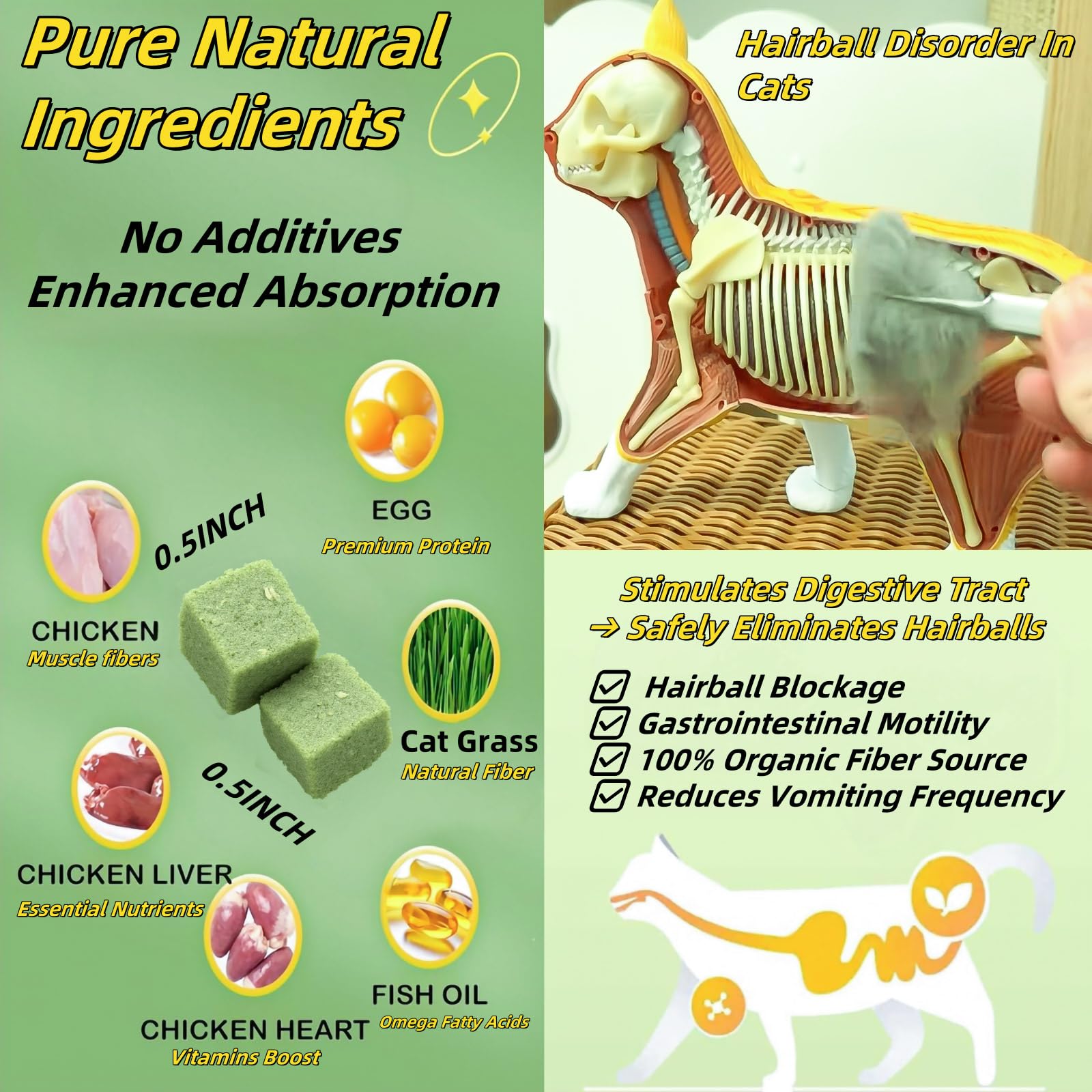 YTSKJ cat grass treat lick action with fish oil flavor enticing chewing