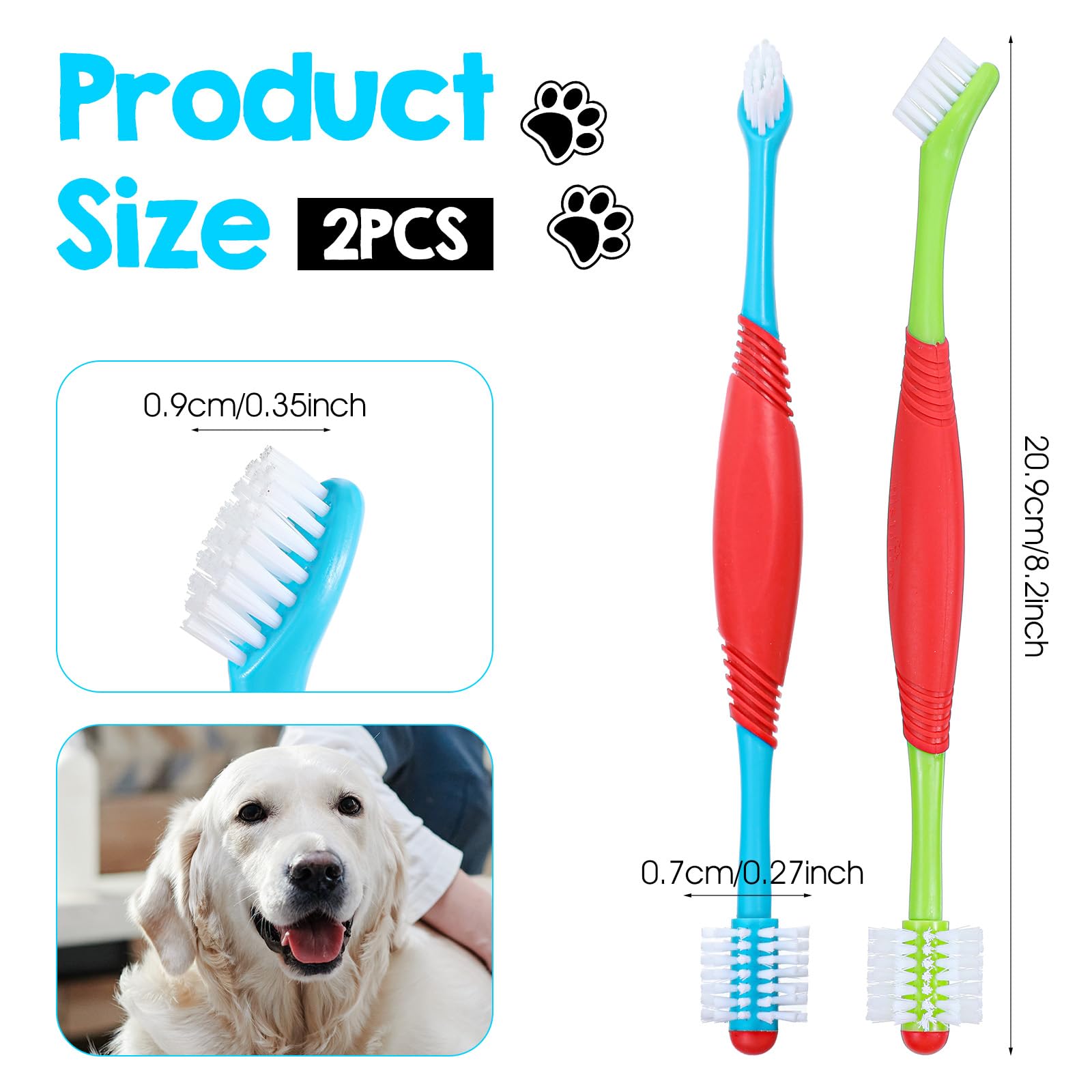 Yuanan dog teeth cleaning brush dual-head green targets plaque on all tooth surfaces