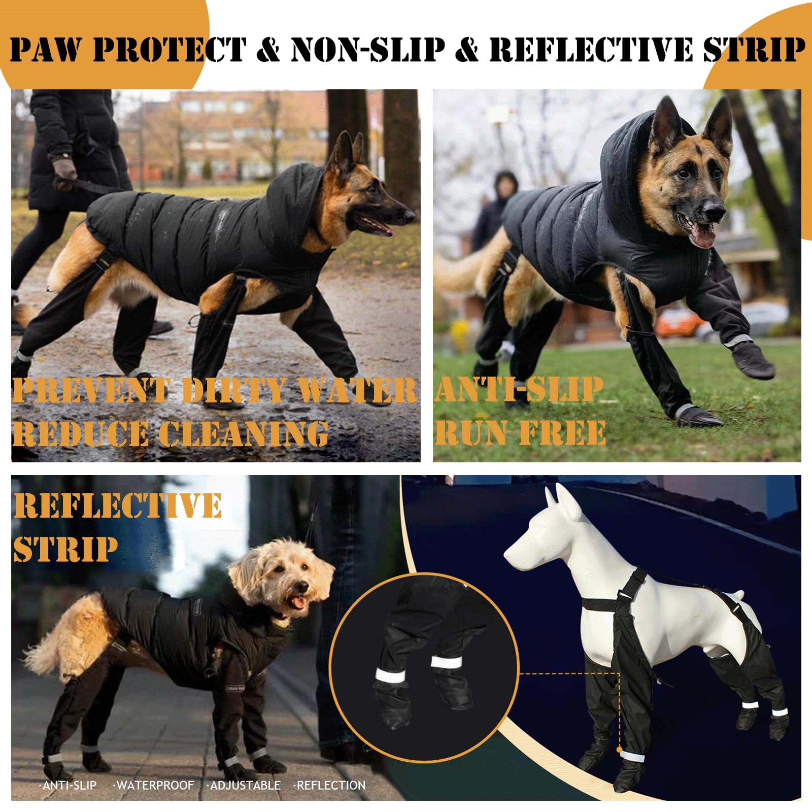 yucca dog suspender booties anti-slip grip provides traction on wet pavement