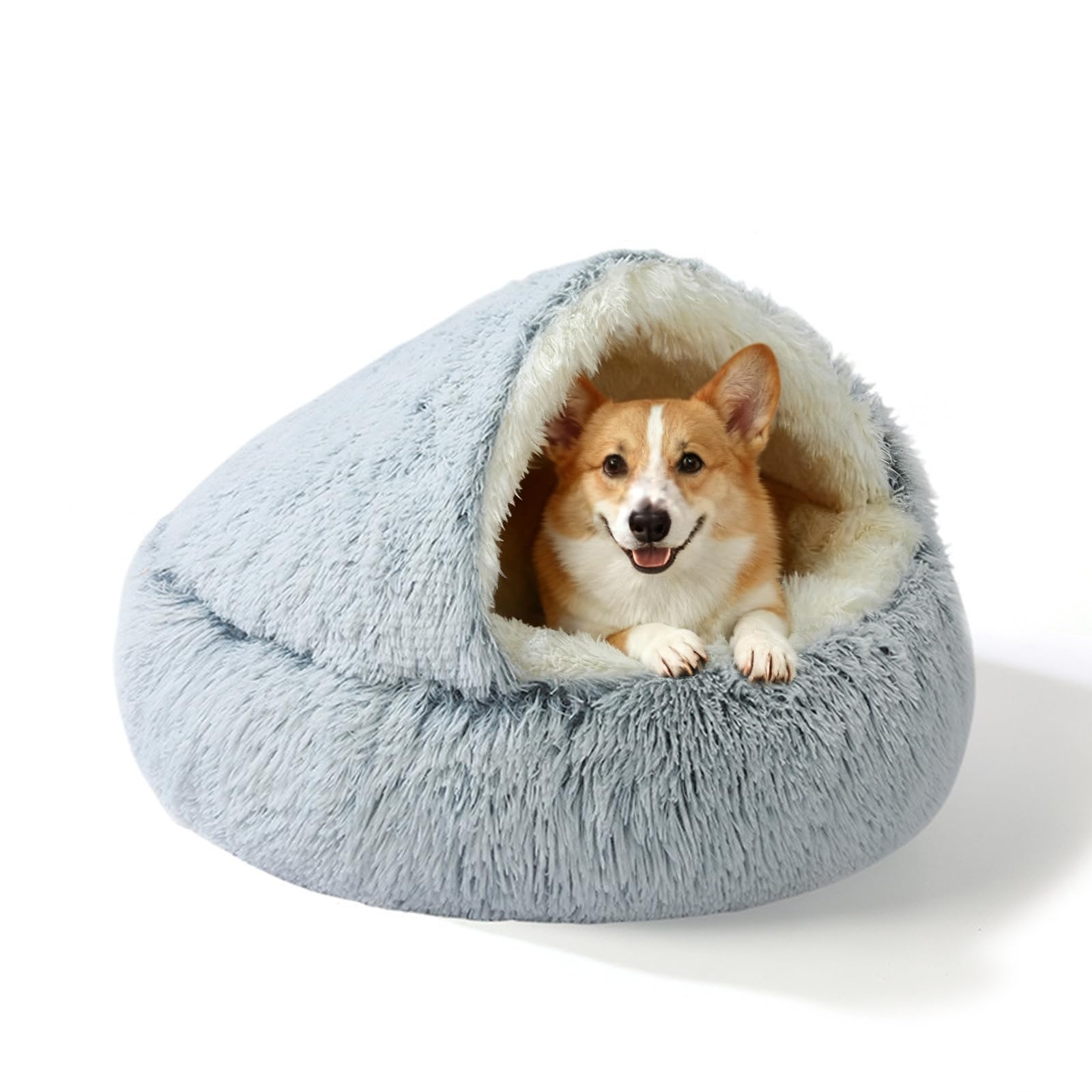 YUDANSI Calming Bed plush hooded nest offers secure, cozy nesting for small pets.