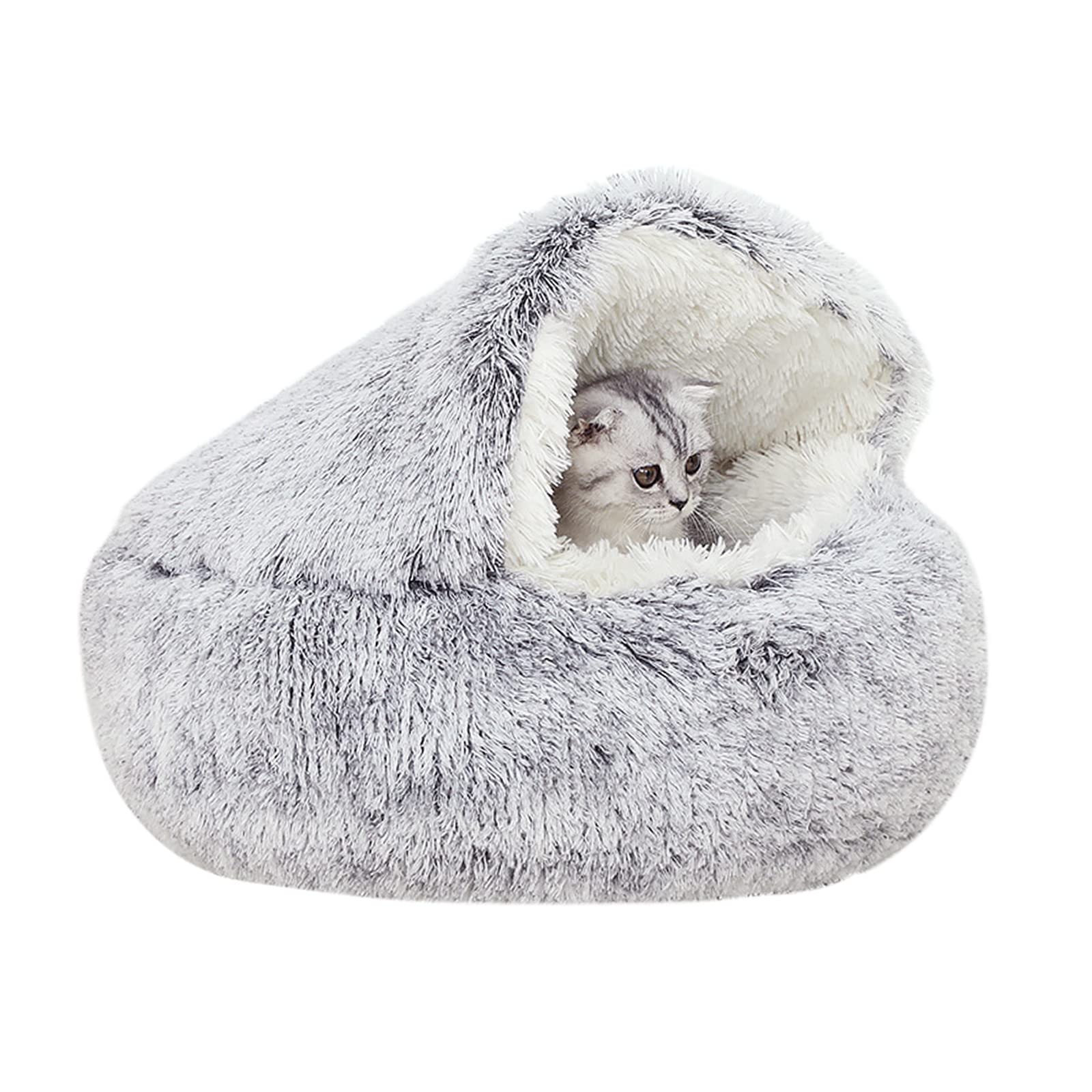 YUDANSI cat bed hooded nest gray 20inch provides cozy privacy for indoor cats.