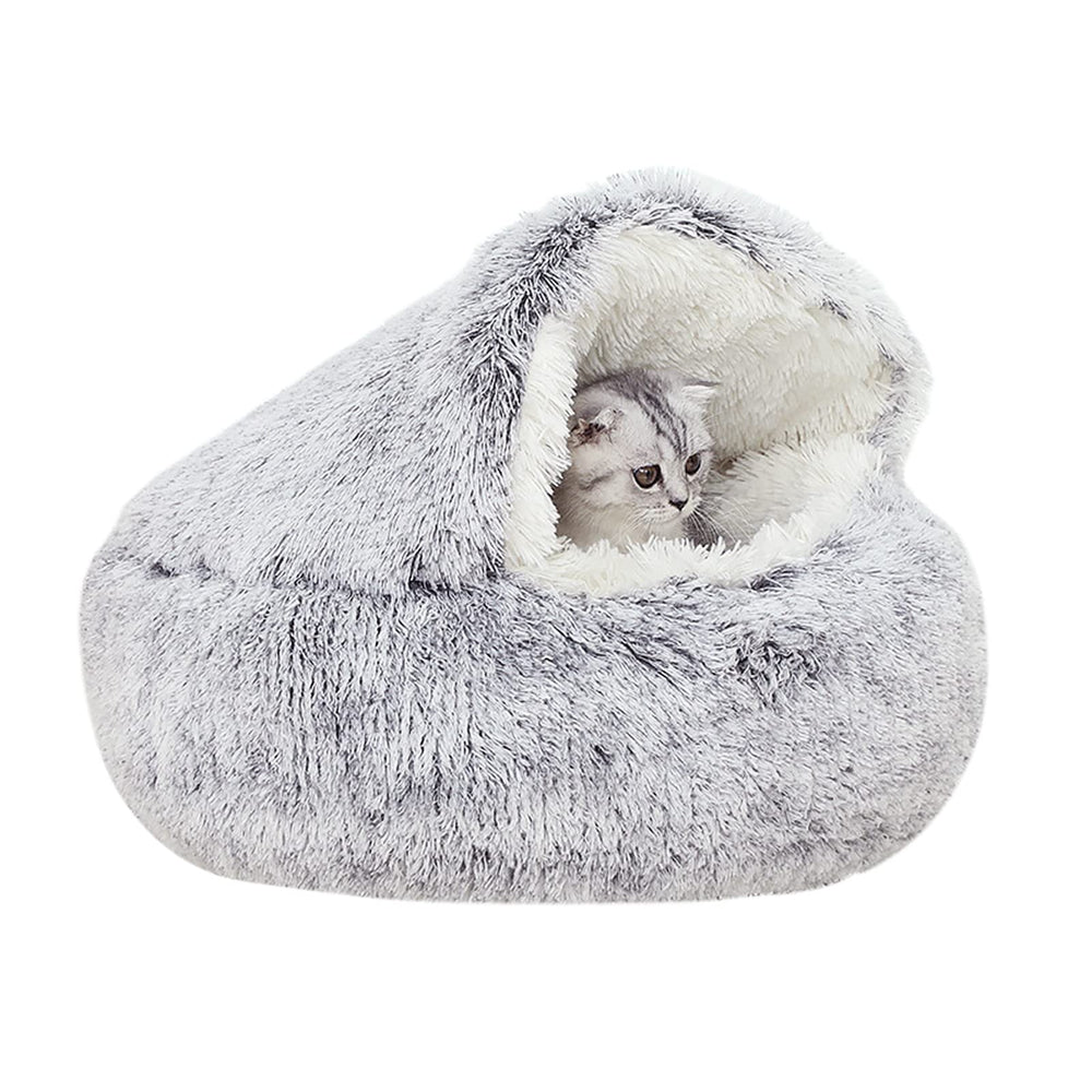 YUDANSI cat bed hooded nest gray 20inch provides cozy privacy for indoor cats.