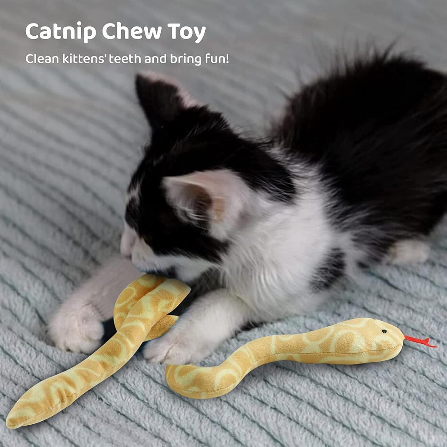 YUDANSI catnip snake toy plush chew toy for teething comfort