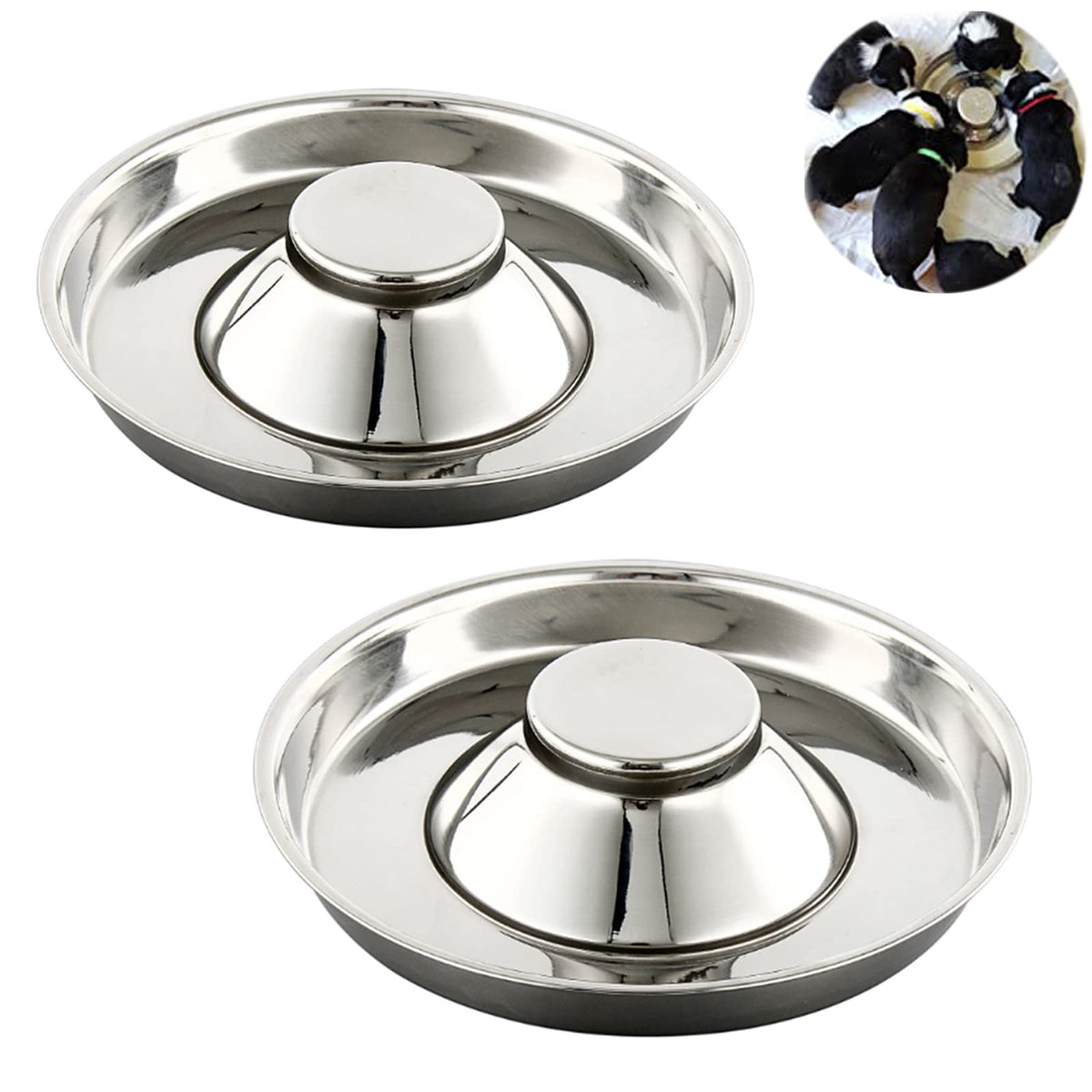 YUDANSI puppy dish with large diameter stackable design for feeding multiple puppies at once.