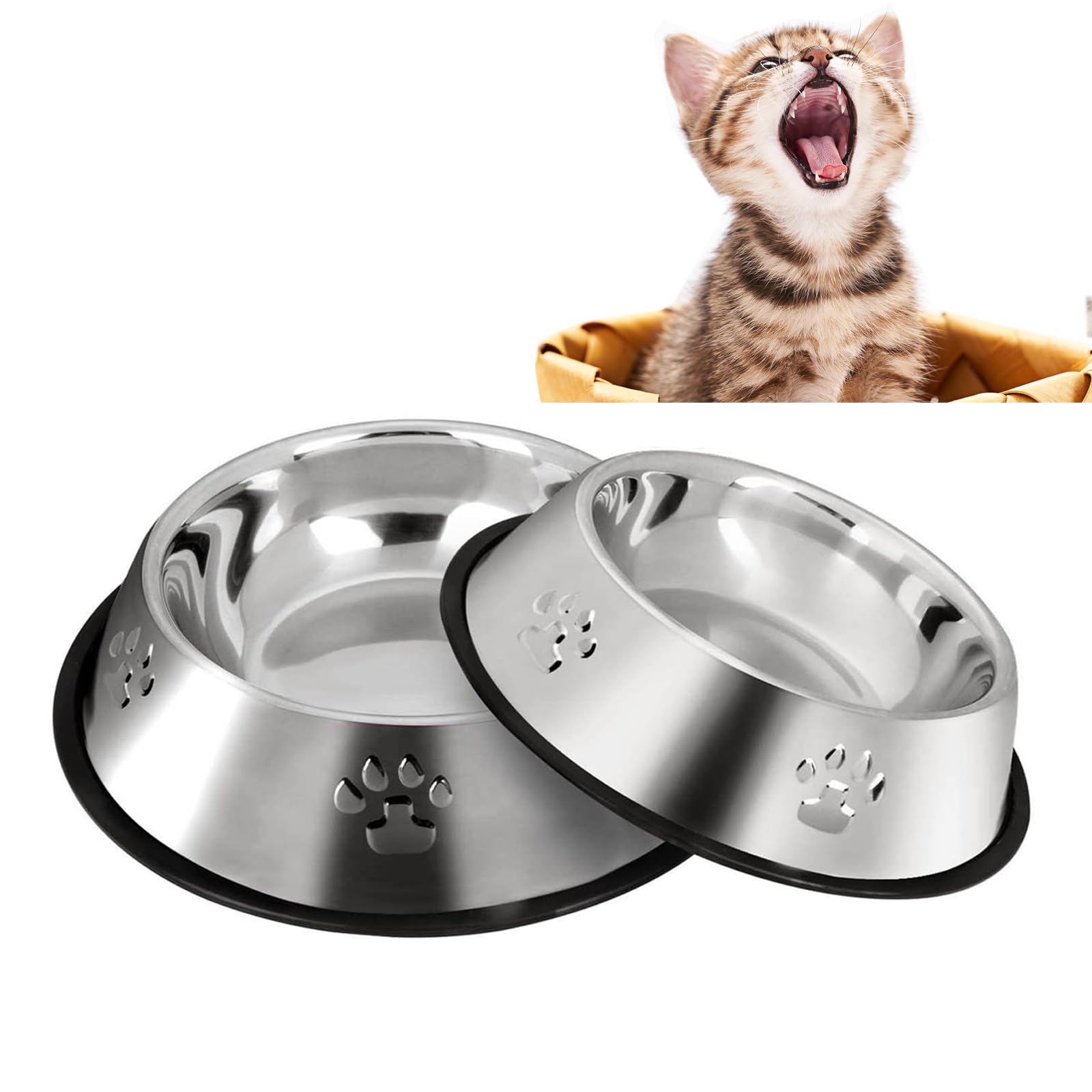 YUDANSI stainless-steel dog bowls left view for durable small-pet feeding