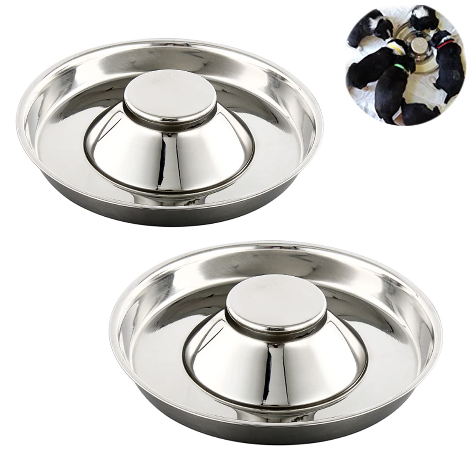 YUDANSI stainless steel puppy weaning bowls with 10.2 inch diameter for spacious feeding