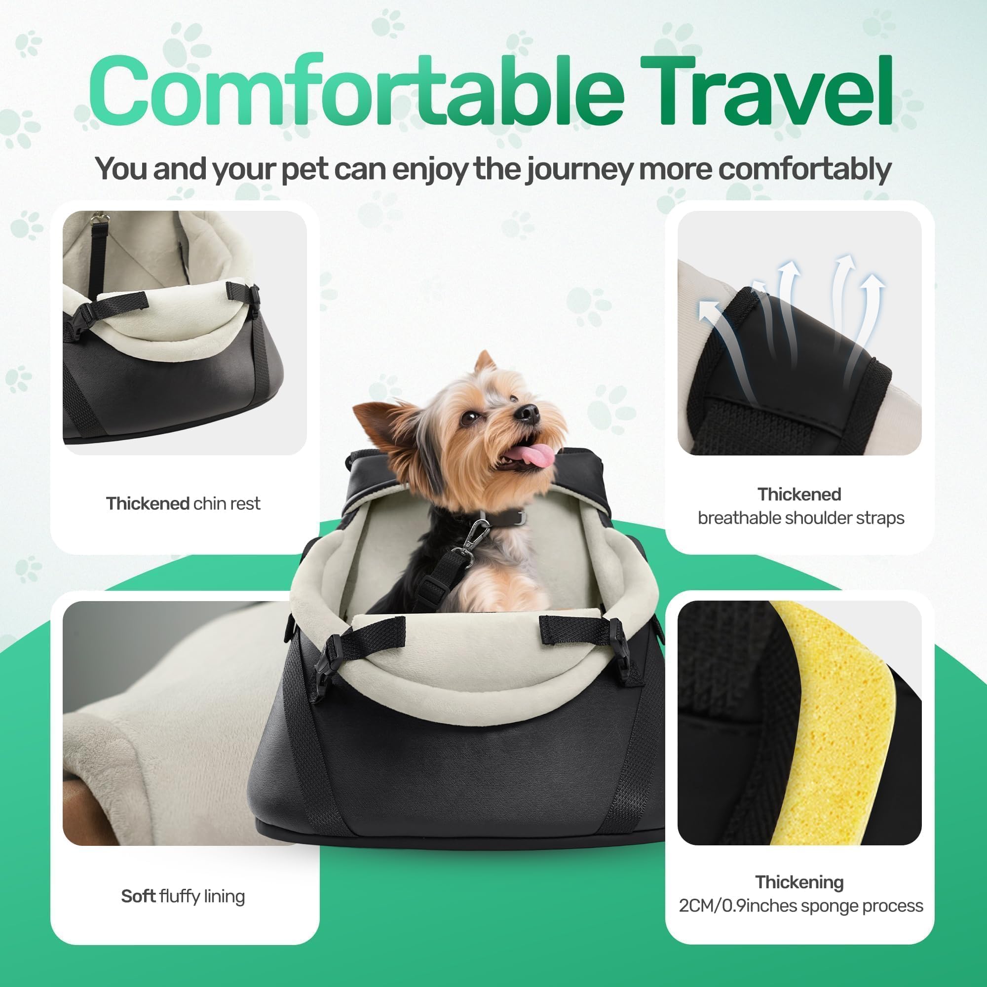 YUDODO adjustable back strap and safety leash enhance pet security