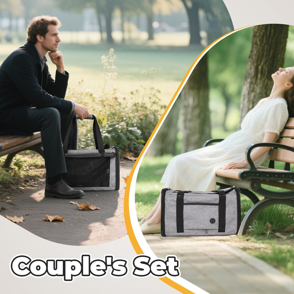 YUDODO cat carrier side-pocket storage keeps treats and keys within reach.