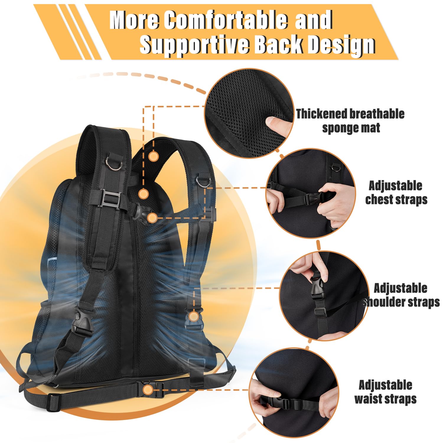 YUDODO detachable flat bottom provides added support for comfortable travel.