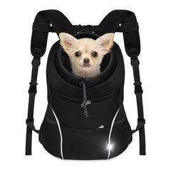 YUDODO dog front carrier jet black; secure, compact transport for small dogs during outings.