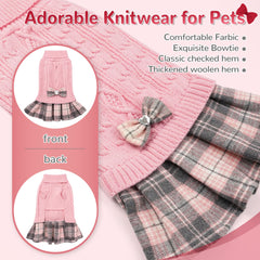 YUDODO pink dog sweater dress back design with rhinestone bow for stylish occasions