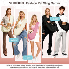 YUDODO dog sling side pocket demonstrates convenient storage for keys or treats.