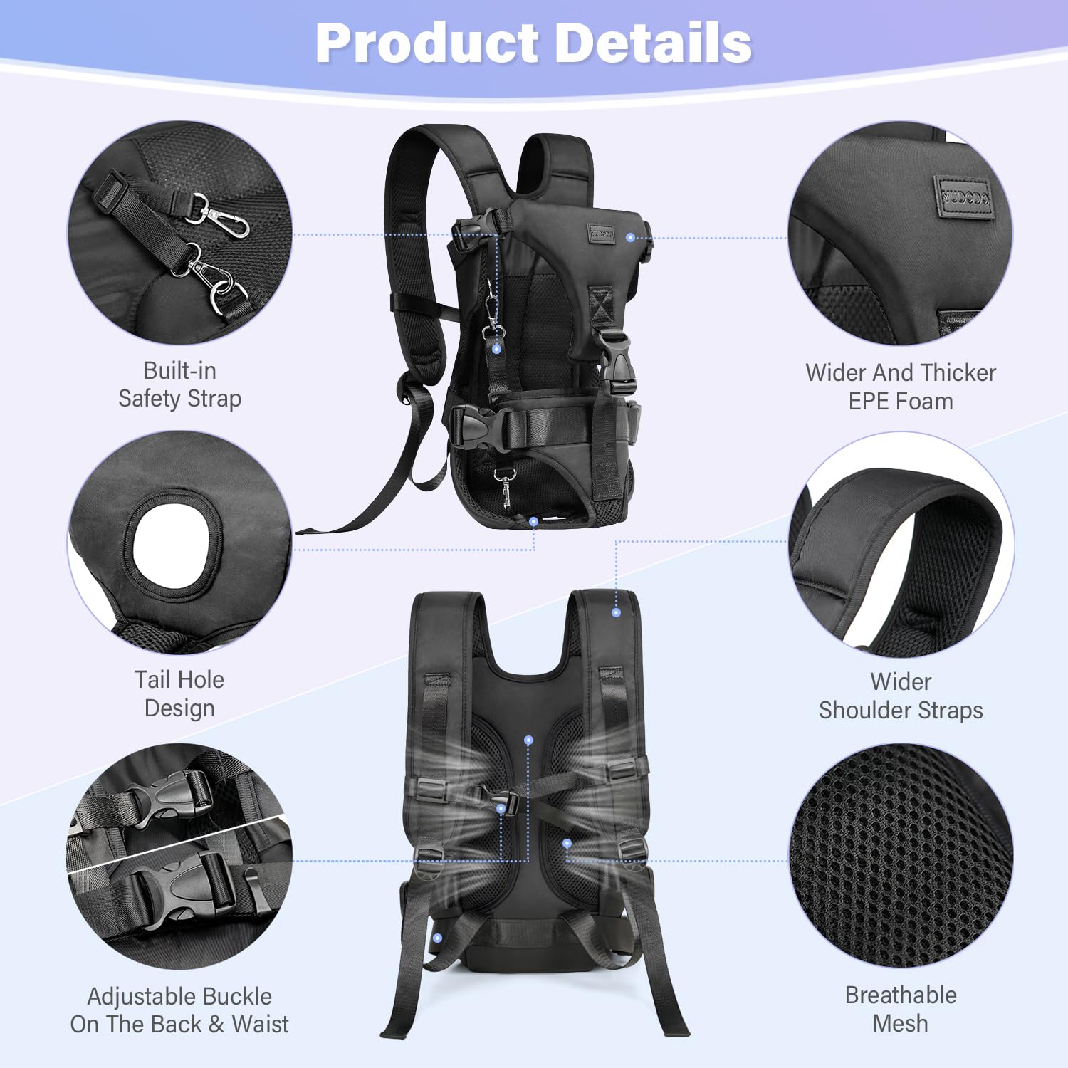 YUDODO Front Carrier Backpack—fully adjustable fit for pets and owners