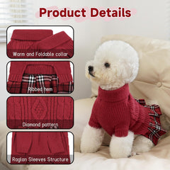 YUDODO knit-warm pet sweater red shows cozy comfort during winter walks.