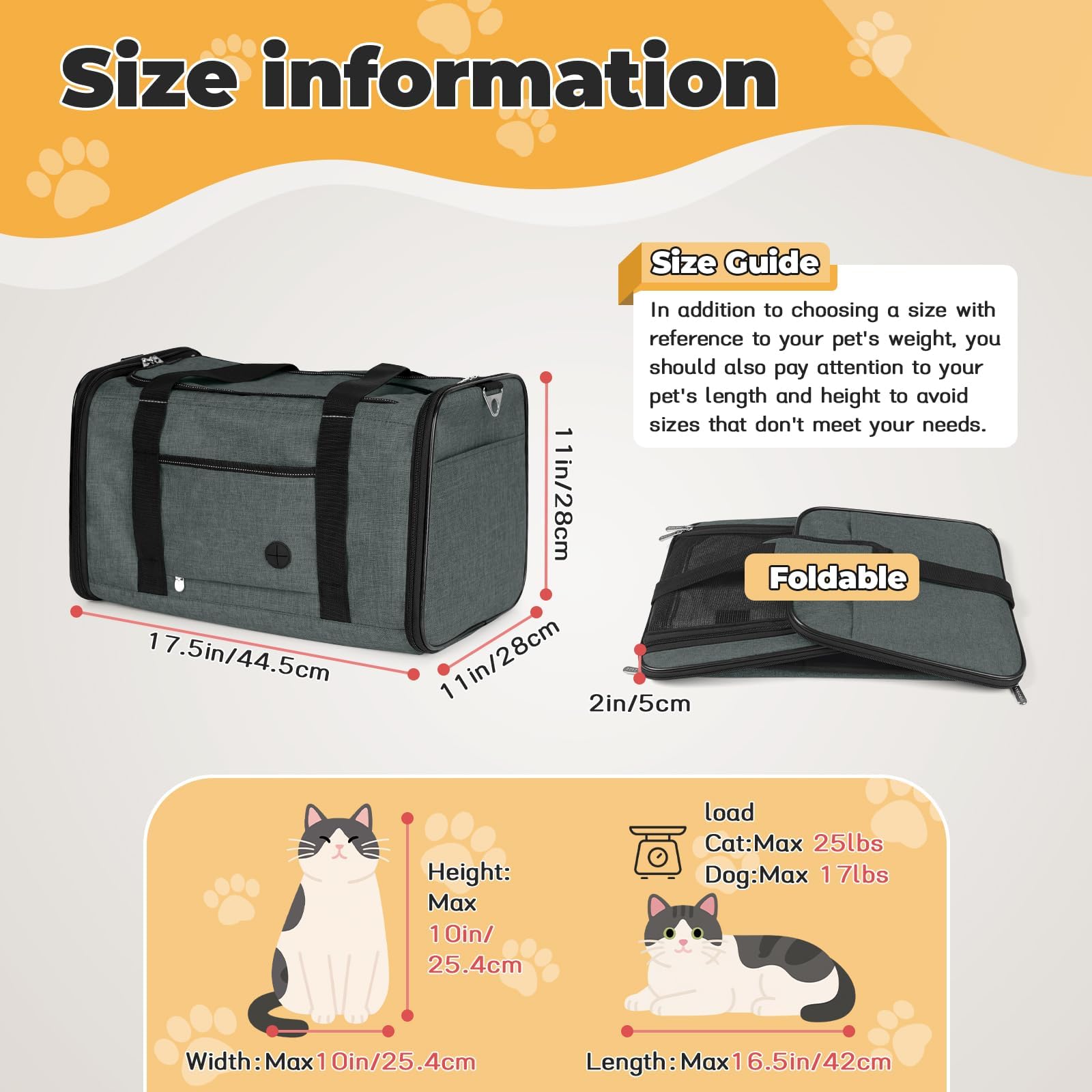 YUDODO folded soft-sided carrier compact for storage at home.