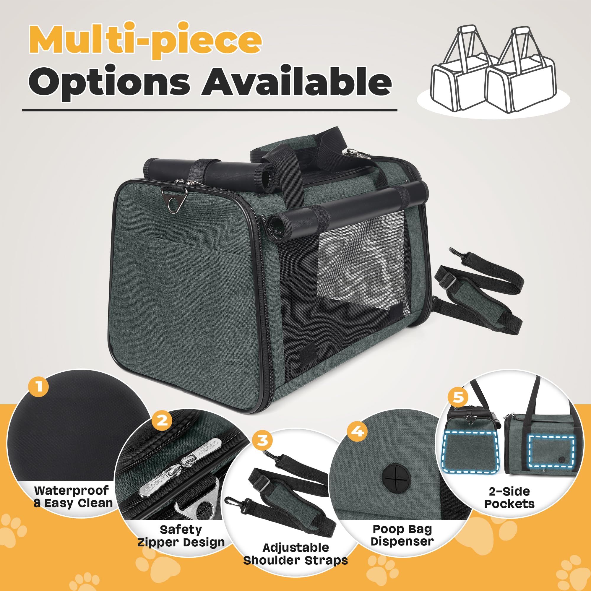 YUDODO carrier with reflective mesh for visibility in low light.