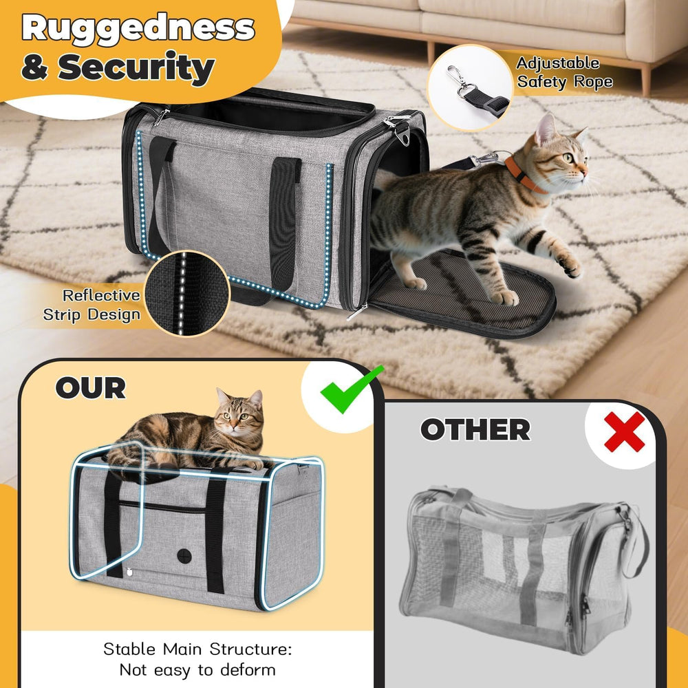 YUDODO carrier with reflective strips enhances visibility in low light.