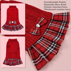 YUDODO winter sweater for dogs with high collar knit in red.