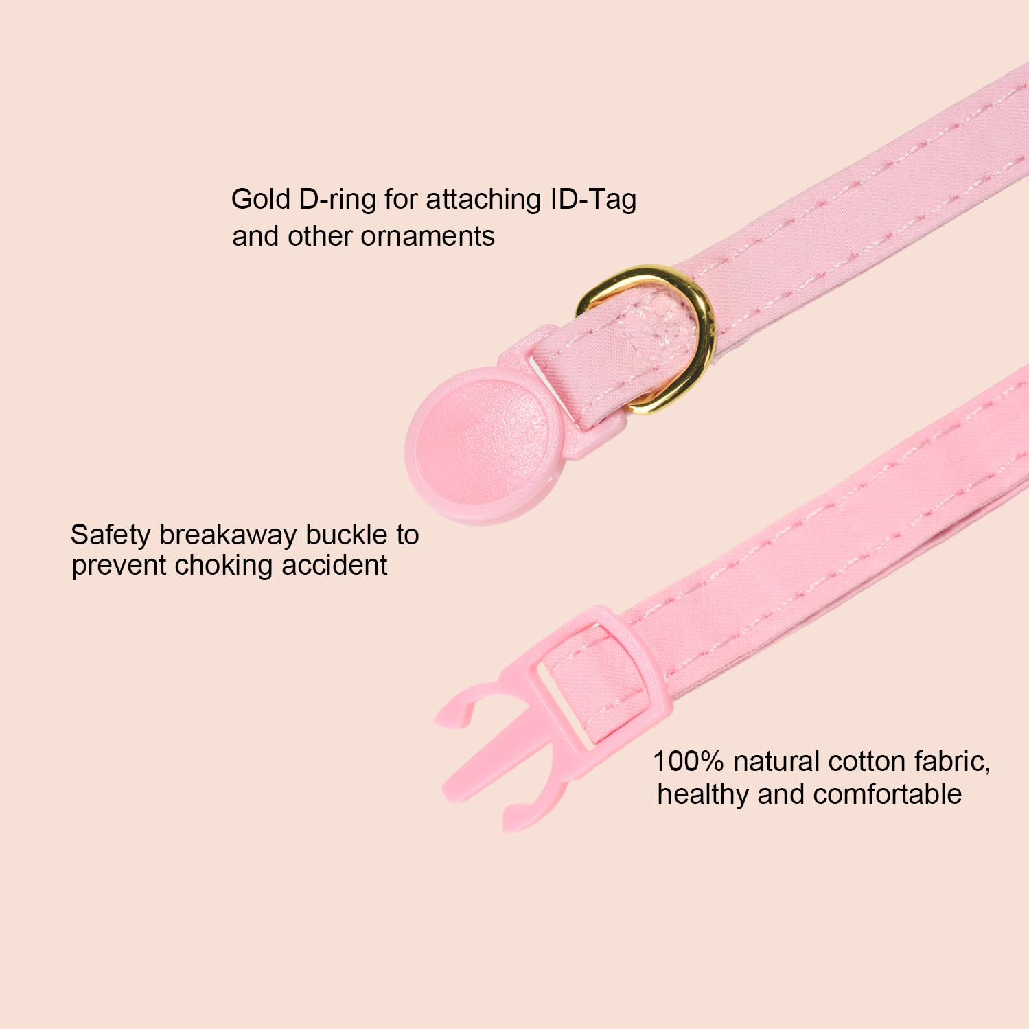 YUDOTE adjustable neck pink bunny-ear collar fits various cats