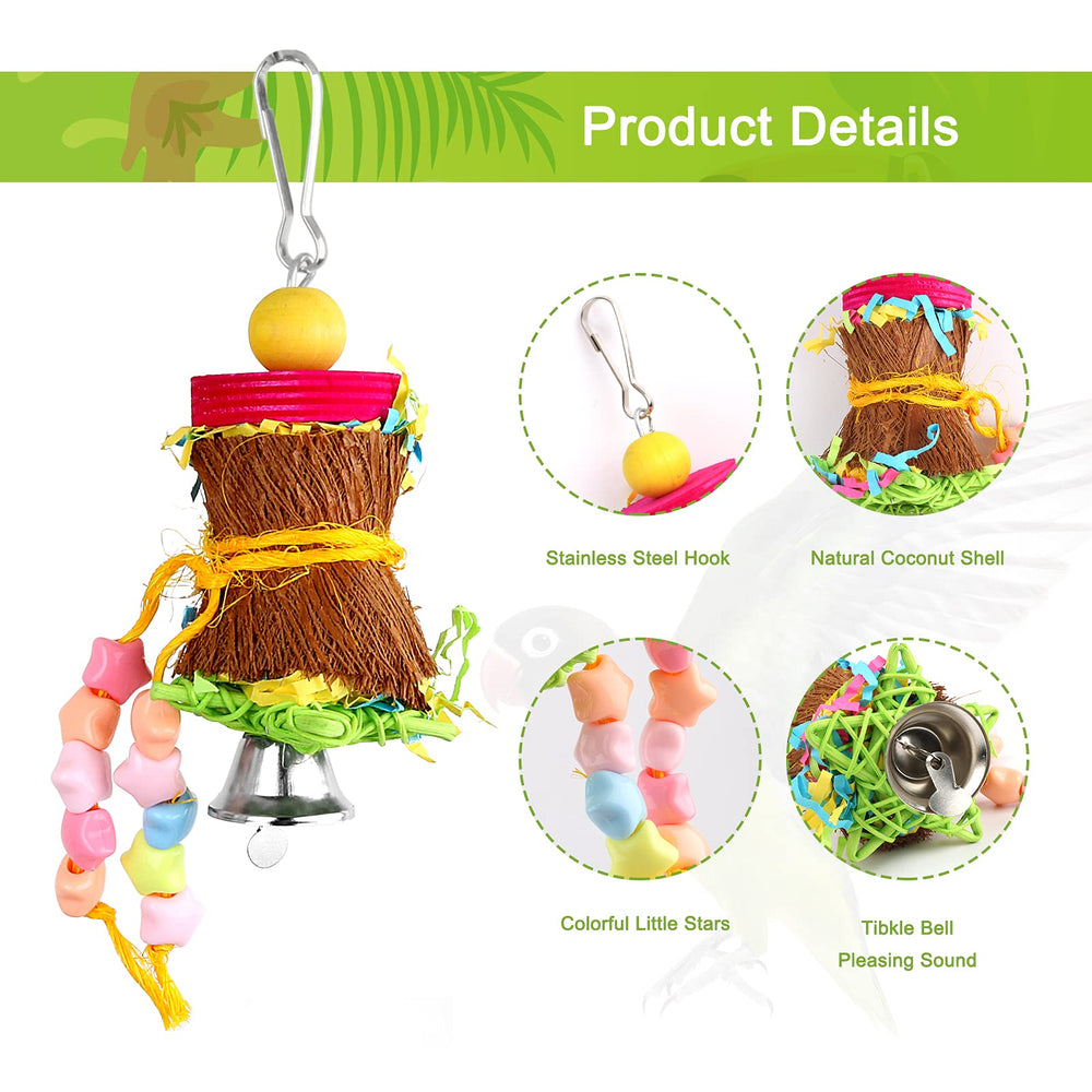 YUEPET bird-safe hardware on shredder toy for secure hanging