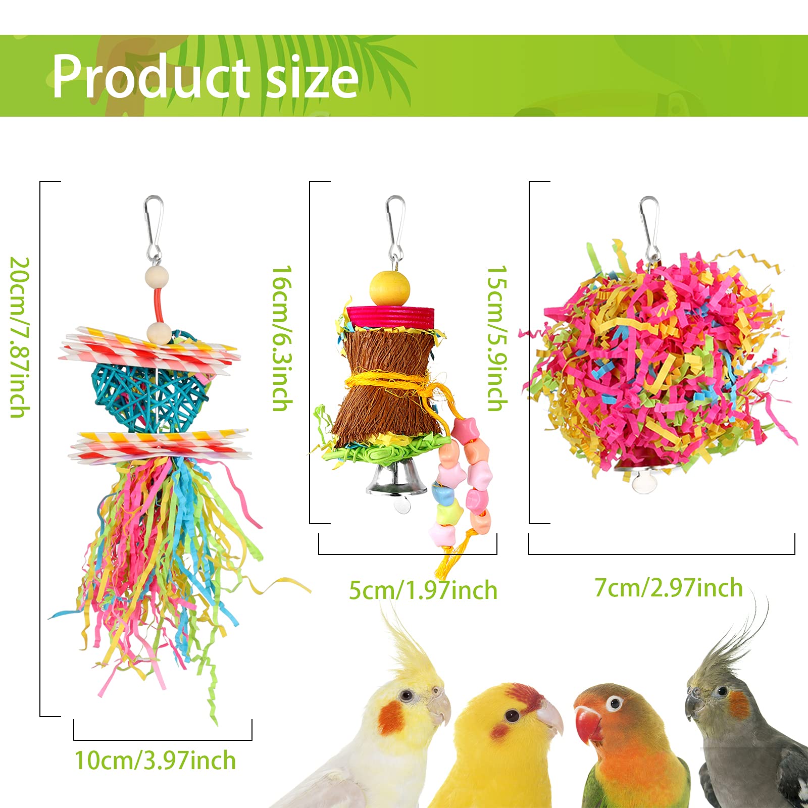 YUEPET bird shredder toy showing colorful beads for curiosity