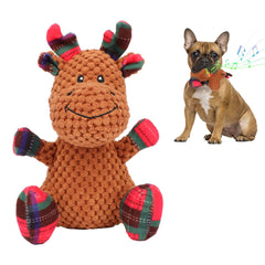 YUEPET Christmas dog squeaky toy reindeer; festive play that stimulates curiosity and bonding.