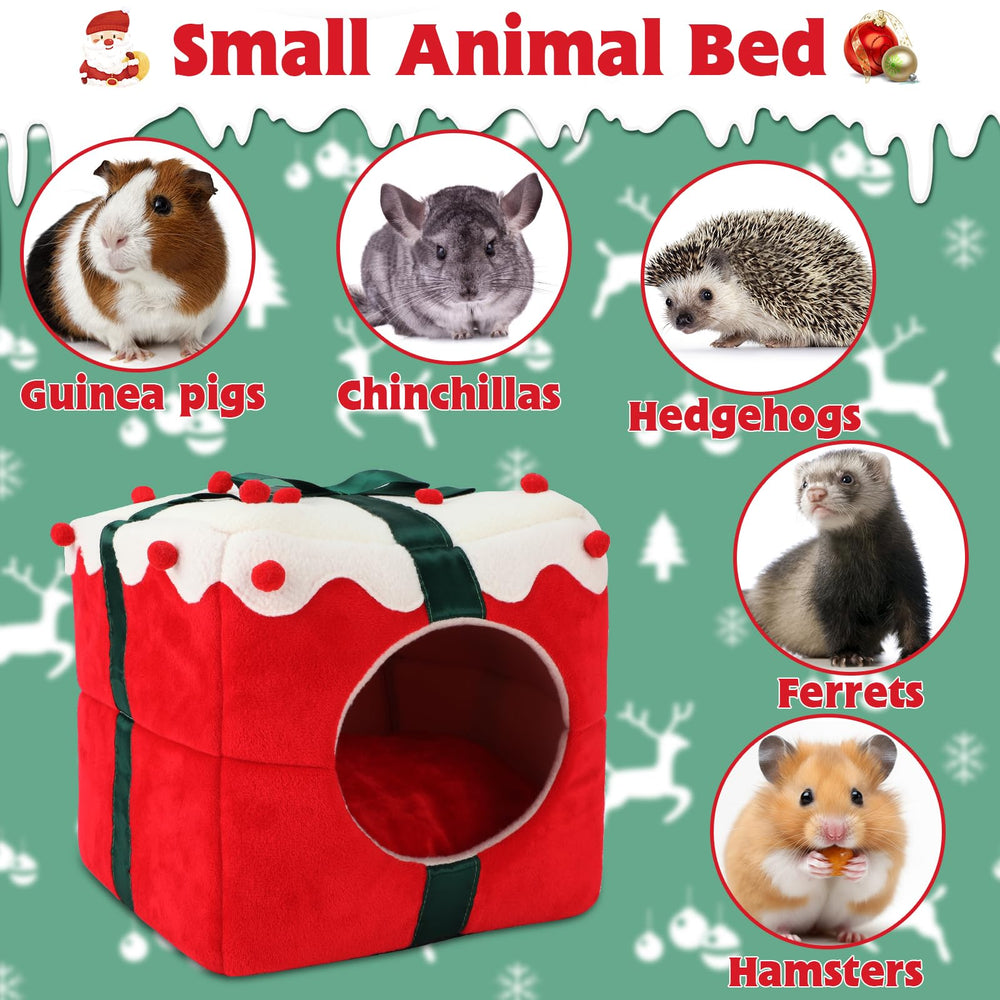 YUEPET Christmas Guinea Pig Hideout interior shows cushioned warmth for resting.