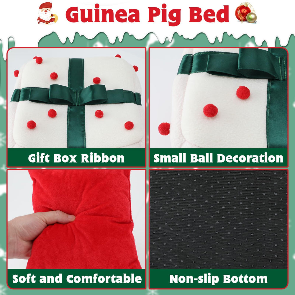 YUEPET Christmas Guinea Pig Hideout materials highlight soft fabric and sponge padding.