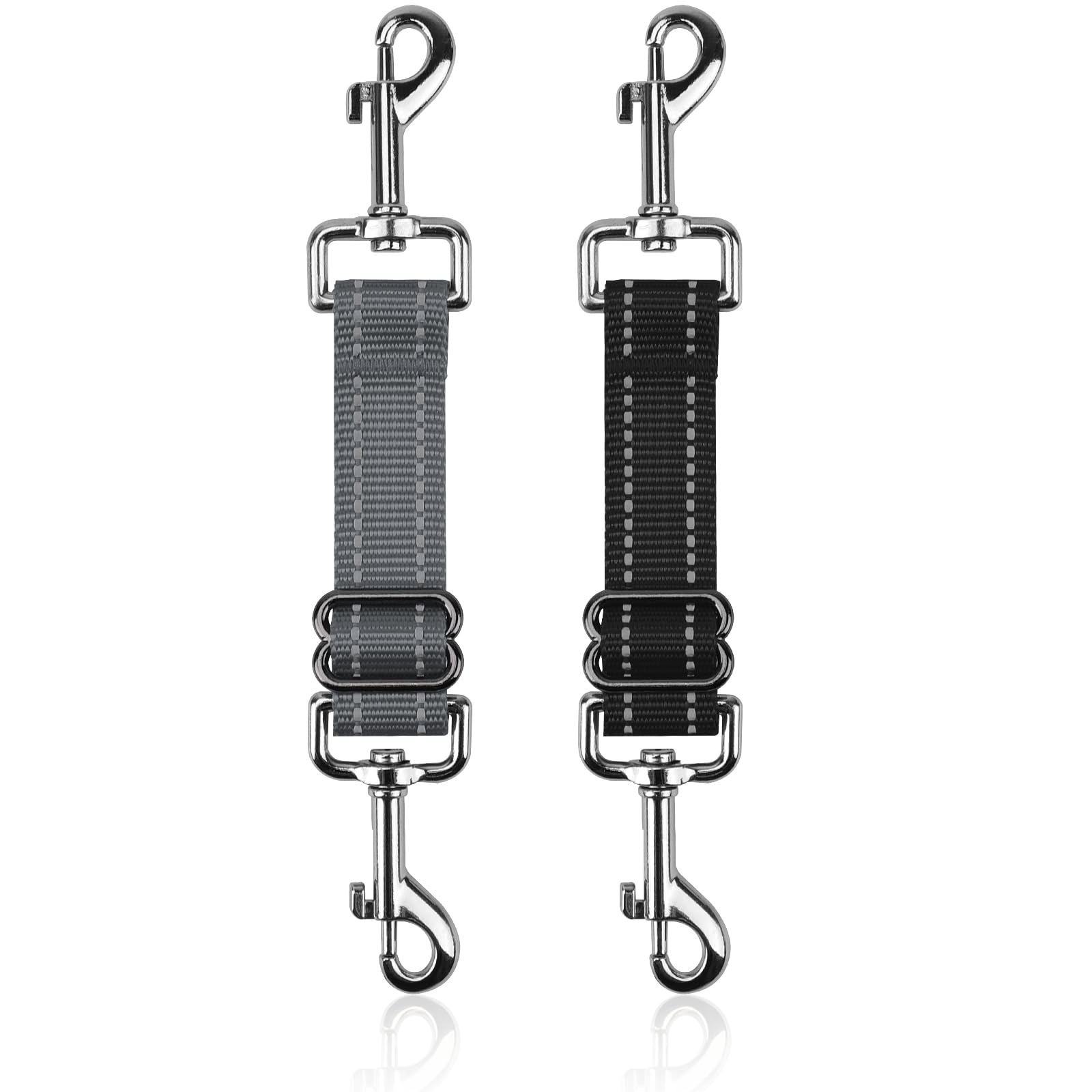 YUEPET collar backup grey clip attached to a collar, providing adjustable security for growing dogs.