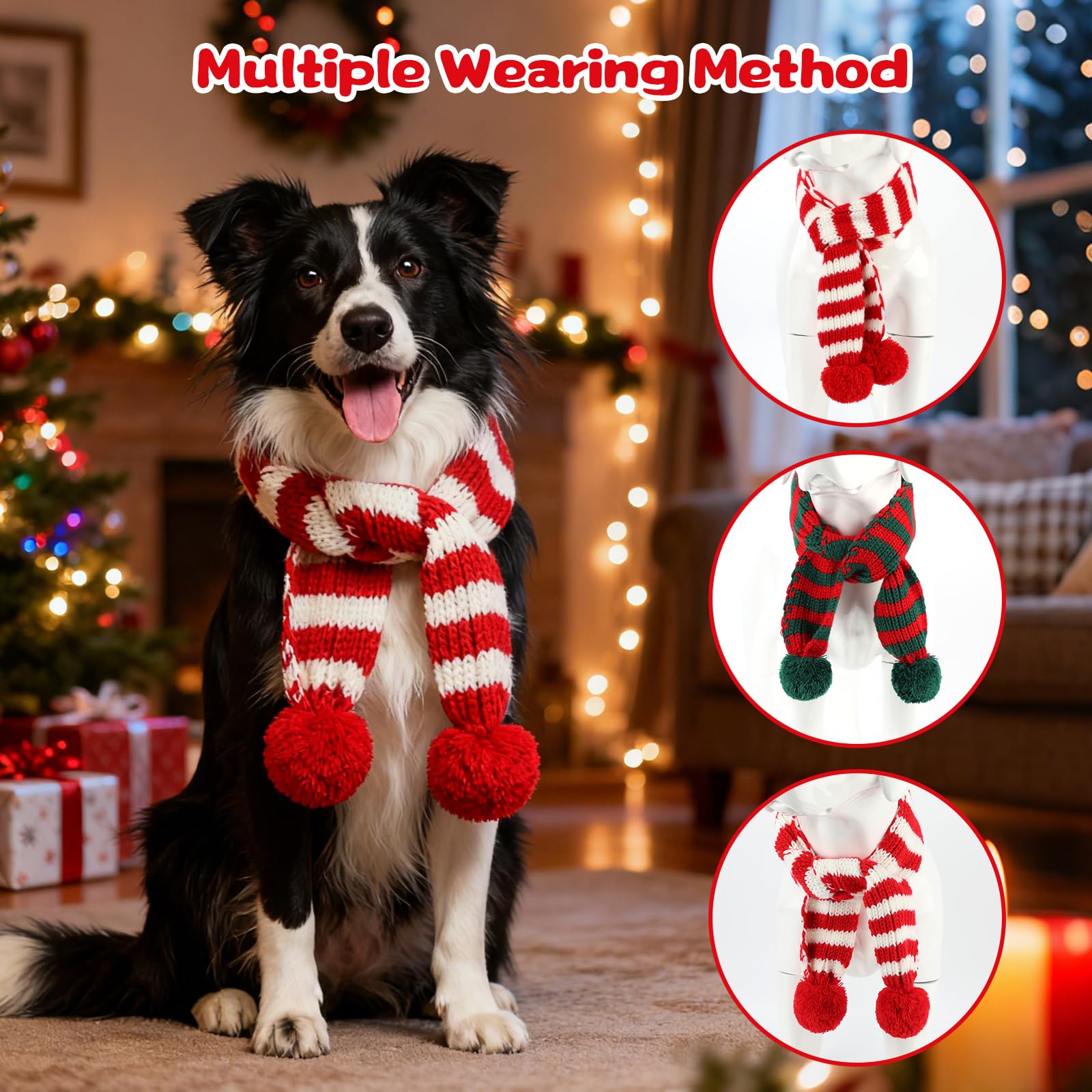 YUEPET dog Christmas scarf for festive photo sessions.