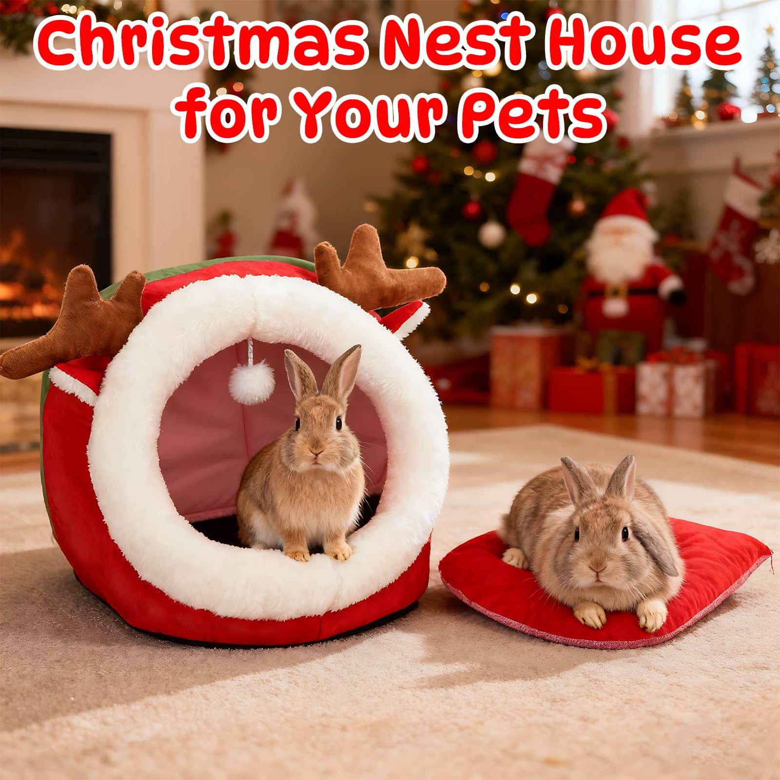YUEPET festive hideout suits rabbits and guinea pigs for holiday fun.