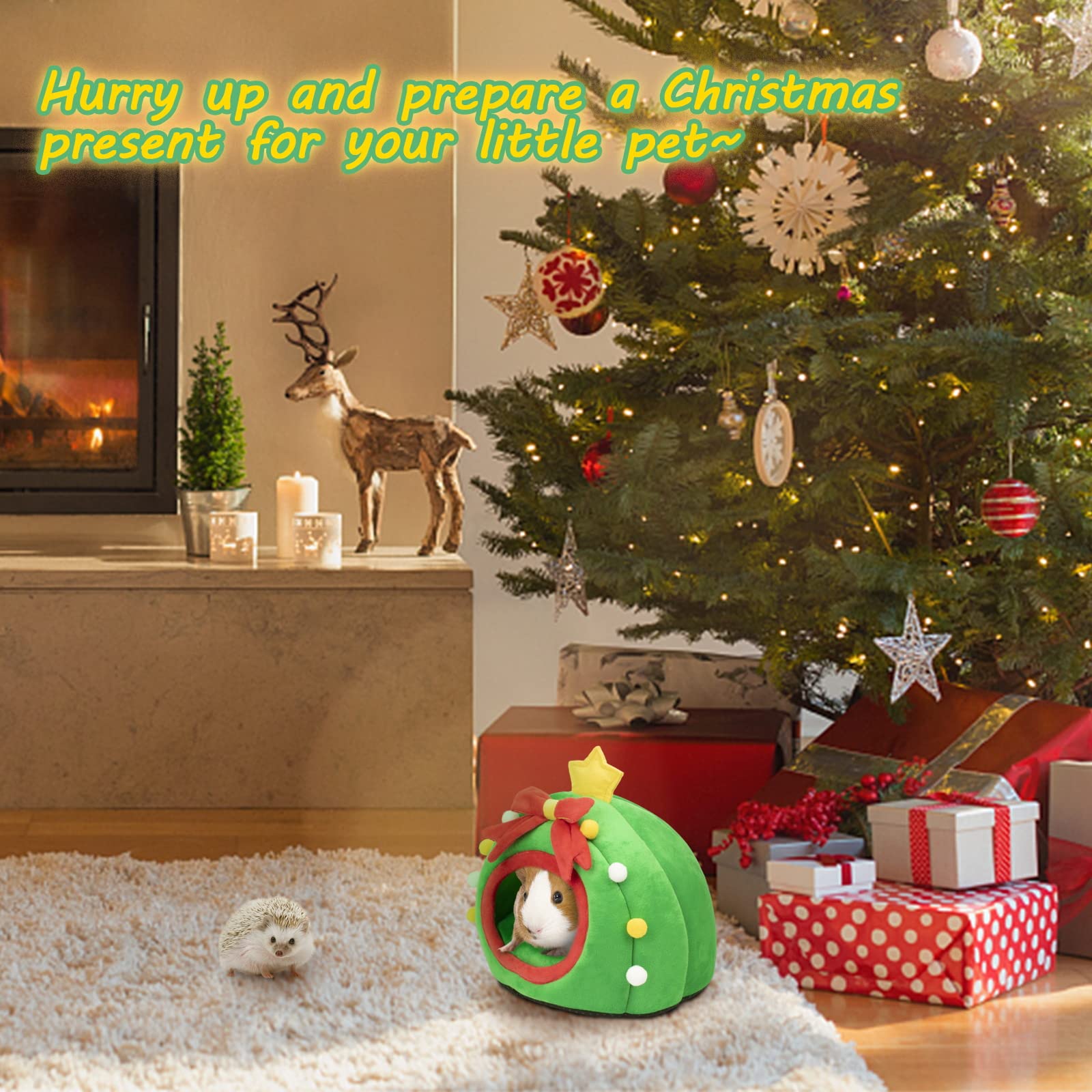 YUEPET guinea pig bed non-skid bottom helps stay put during play and rest.