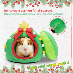 YUEPET guinea pig tent pattern bow adds cozy, inviting look for nap time.